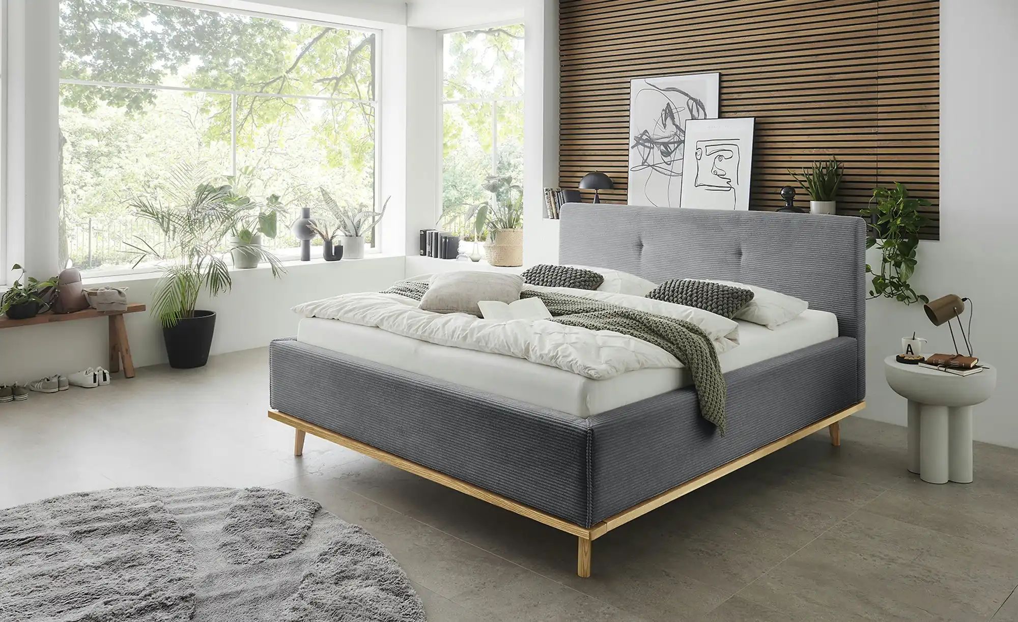 Musterring Polsterbett mit Bettkasten Delphi Cord ¦ grau ¦ Maße (cm): B: 17 günstig online kaufen