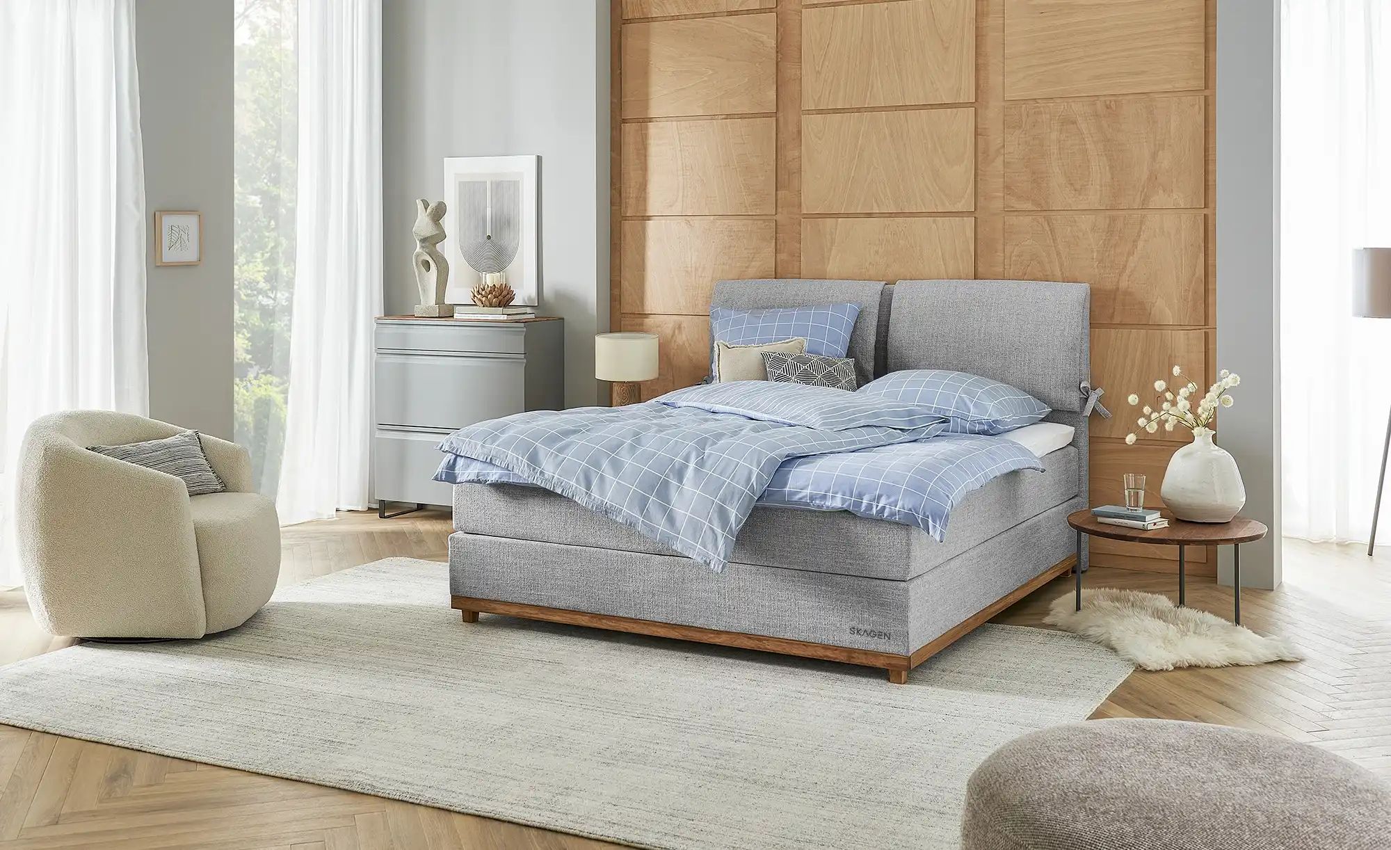 SKAGEN STUDIO Boxspringbett  Sild ¦ grau ¦ Maße (cm): B: 204 H: 124 Betten günstig online kaufen