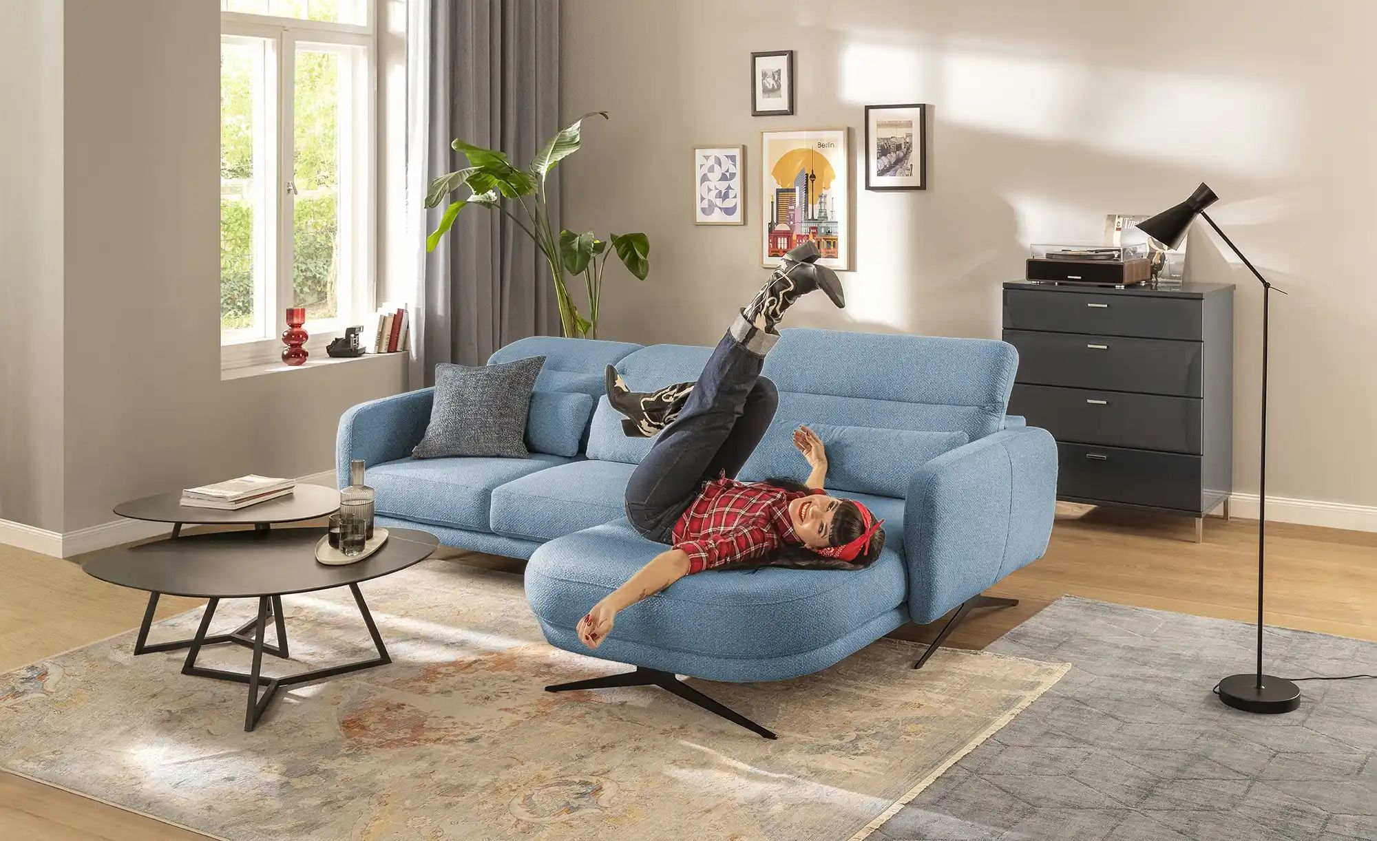 Thumbnail - switch Ecksofa Barillo ¦ blau ¦ Maße (cm): B: 261 H: 97 T: 170.0 Polstermöbel > Sofas > Ecksofas - Höffner
