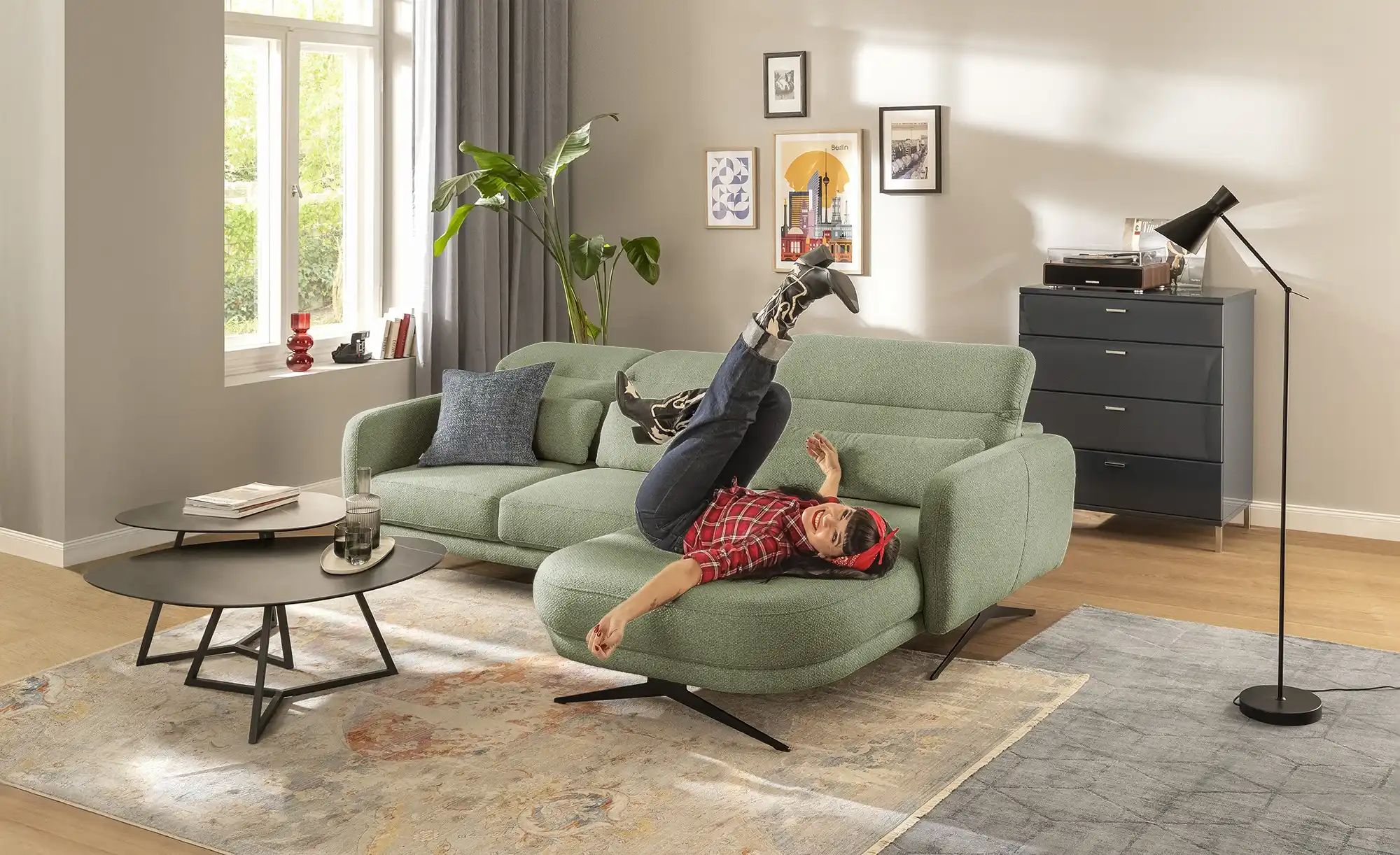 Thumbnail - switch Ecksofa  Barillo ¦ grün ¦ Maße (cm): B: 261 H: 97 T: 170.0 Polstermöbel > Sofas > Ecksofas - Höffner
