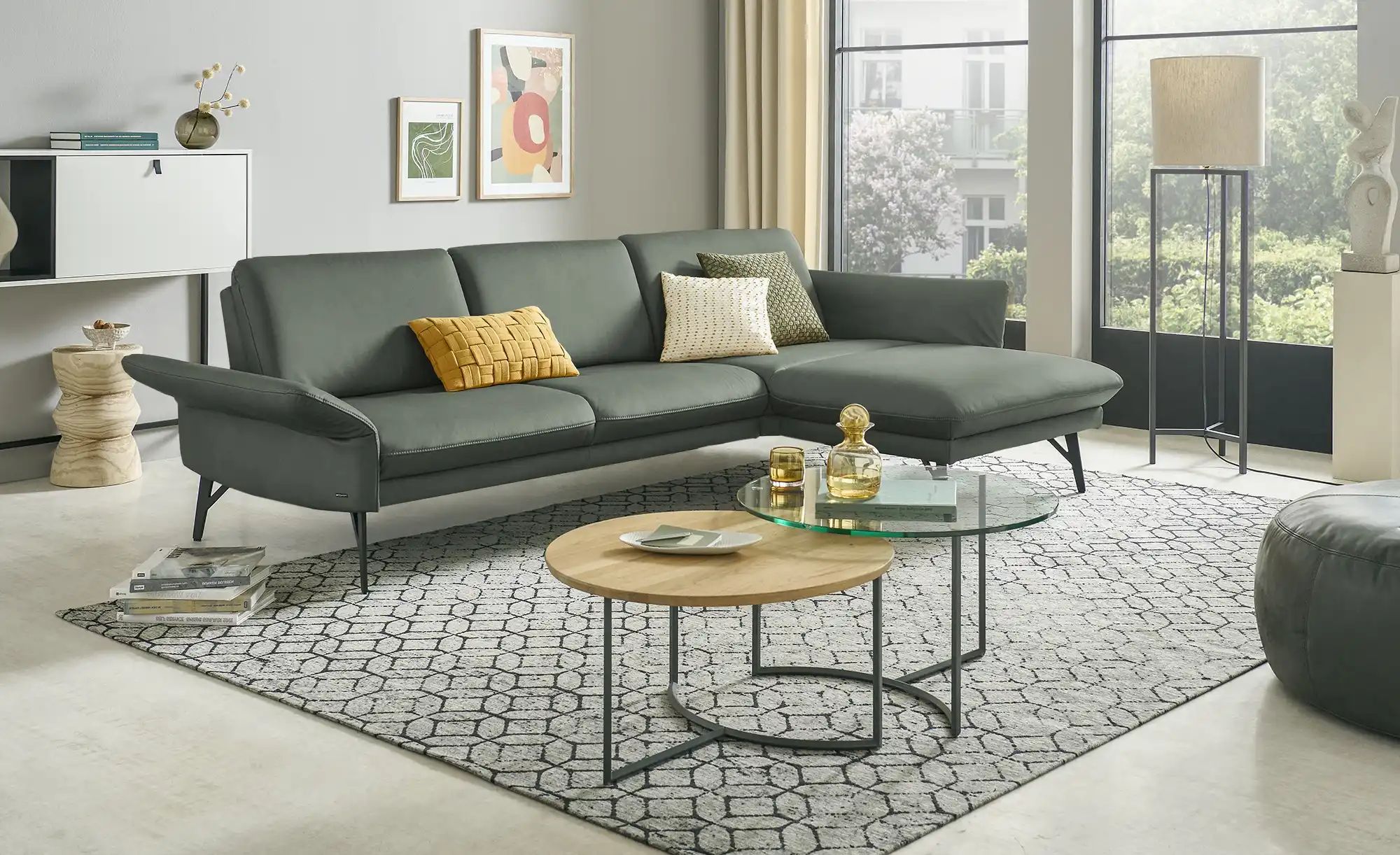 Thumbnail - himolla Ecksofa Echtleder 1928 ¦ grün ¦ Maße (cm): B: 296 H: 85 T: 175.0 Polstermöbel > Sofas > Ecksofas - Höffner