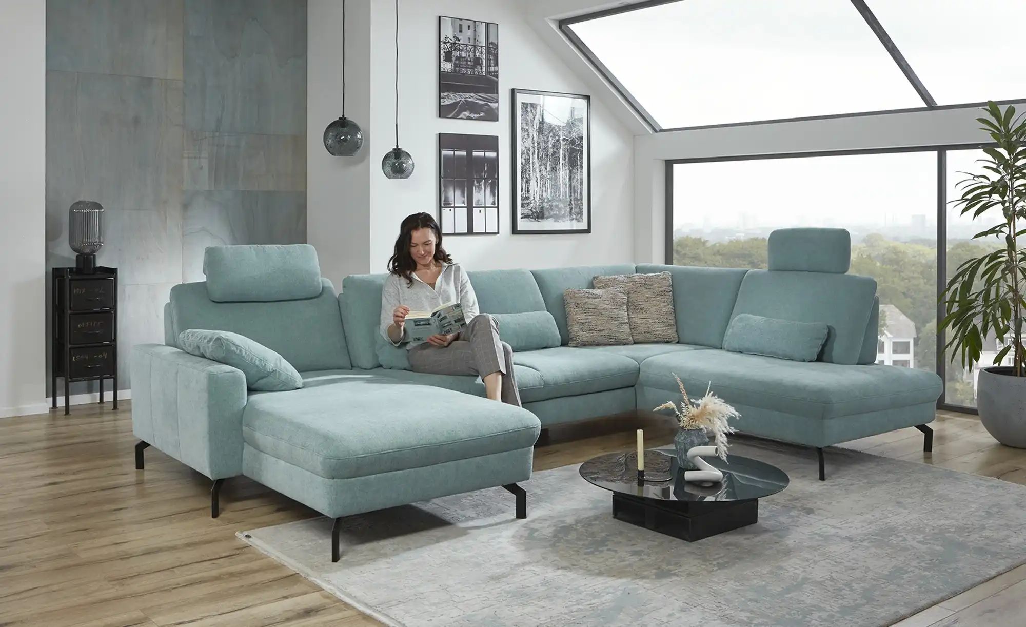 Thumbnail - meinSofa Wohnlandschaft Grace ¦ blau ¦ Maße (cm): B: 337 H: 89 T: 220.0 Polstermöbel > Sofas > Wohnlandschaften - Höffn...
