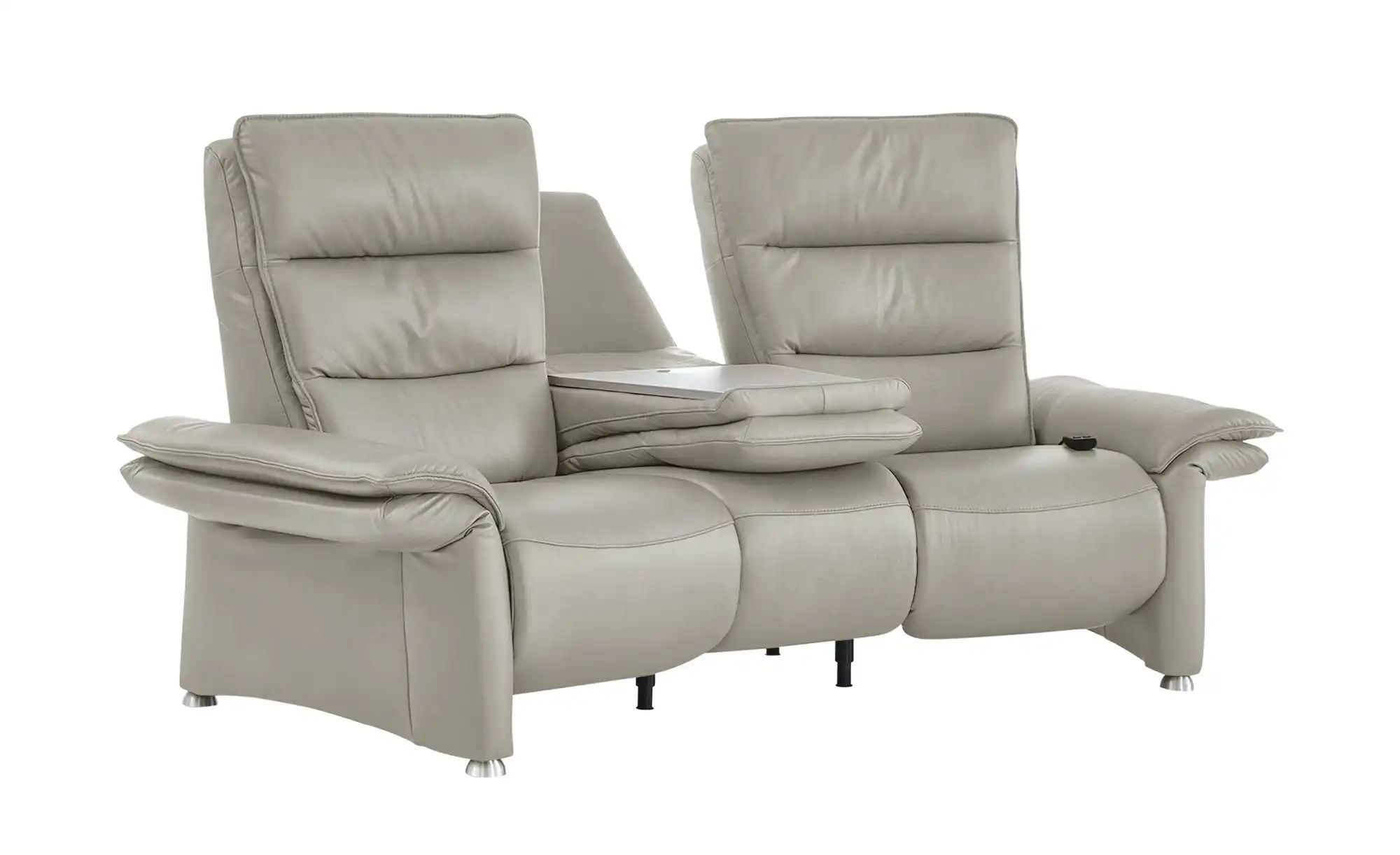 Hukla Trapezsofa Echtleder Corina ¦ grau ¦ Maße (cm): B: 202 H: 112 T: 120 günstig online kaufen