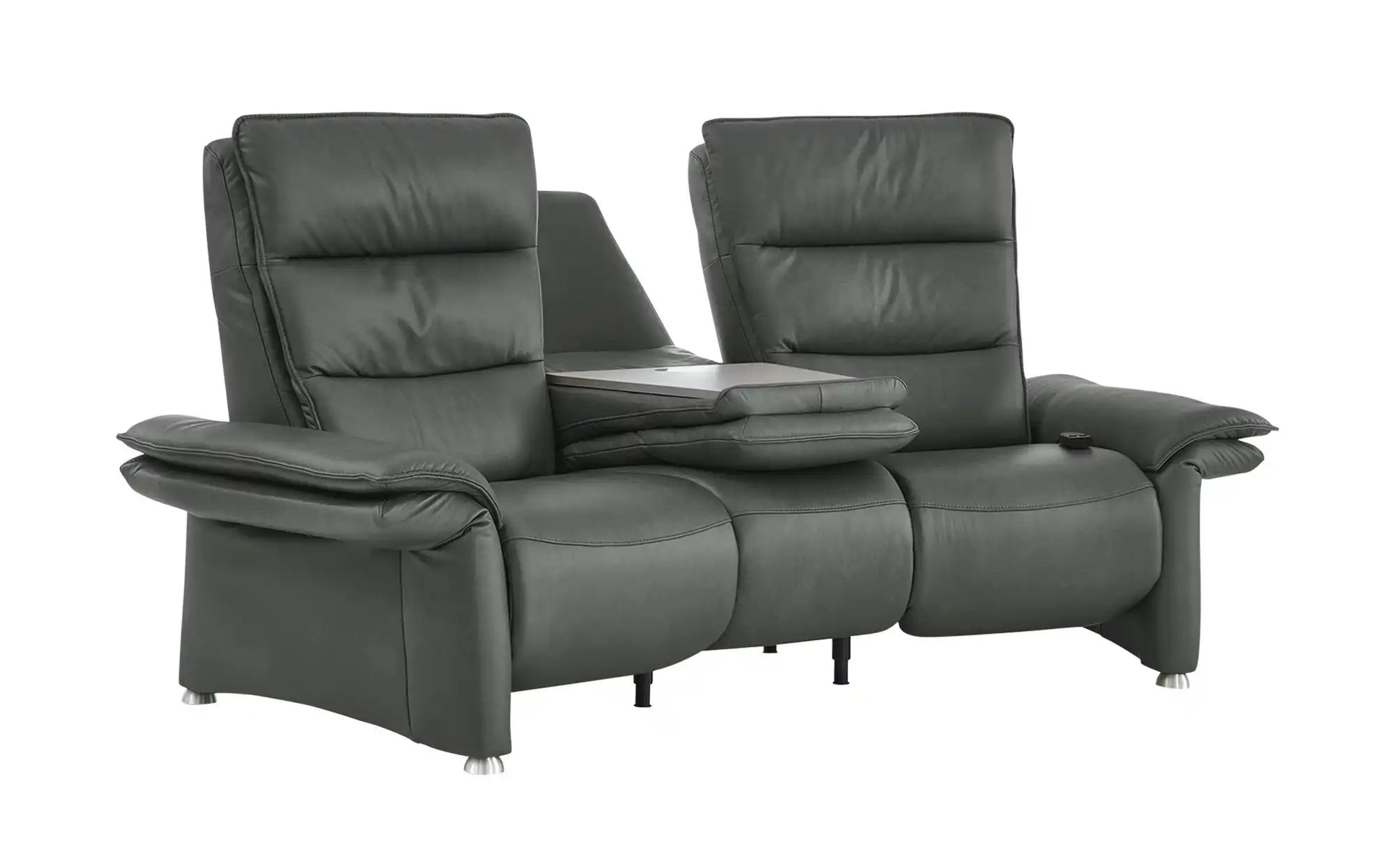 Hukla Trapezsofa Echtleder Corina ¦ grau ¦ Maße (cm): B: 202 H: 112 T: 120 günstig online kaufen