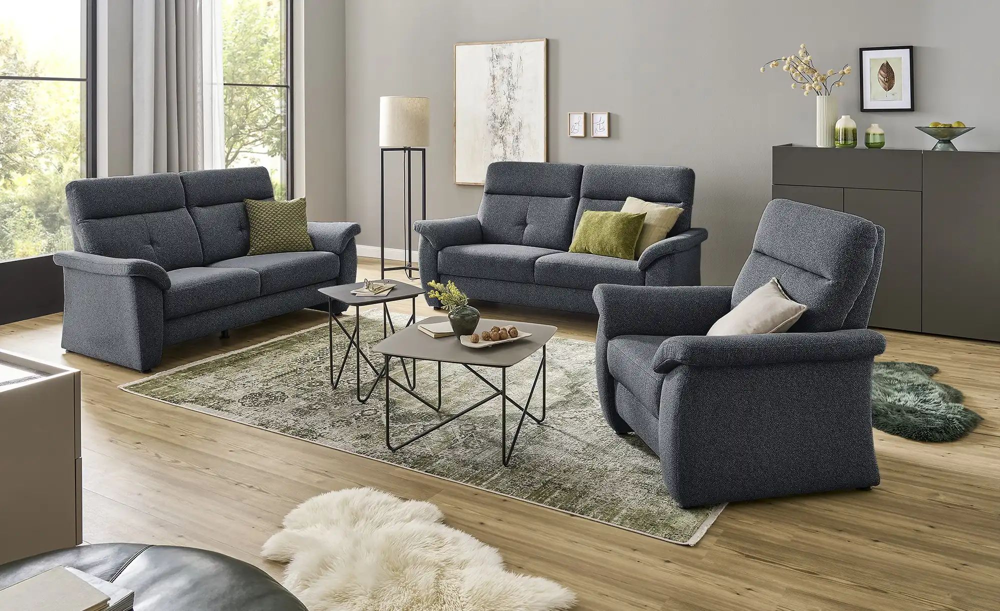 Thumbnail - Polstermöbel Oelsa Einzelsofa Brüssel ¦ grau ¦ Maße (cm): B: 164 H: 100 T: 90.0 Polstermöbel > Sofas > 2-Sitzer - Höffn...