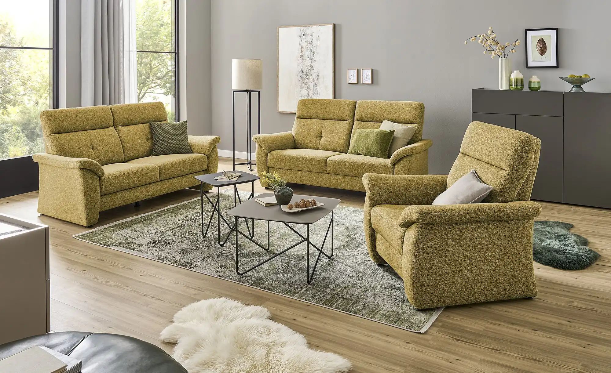 Thumbnail - Polstermöbel Oelsa Einzelsofa Brüssel ¦ gelb ¦ Maße (cm): B: 177 H: 100 T: 90.0 Polstermöbel > Sofas > 2-Sitzer - Höffn...