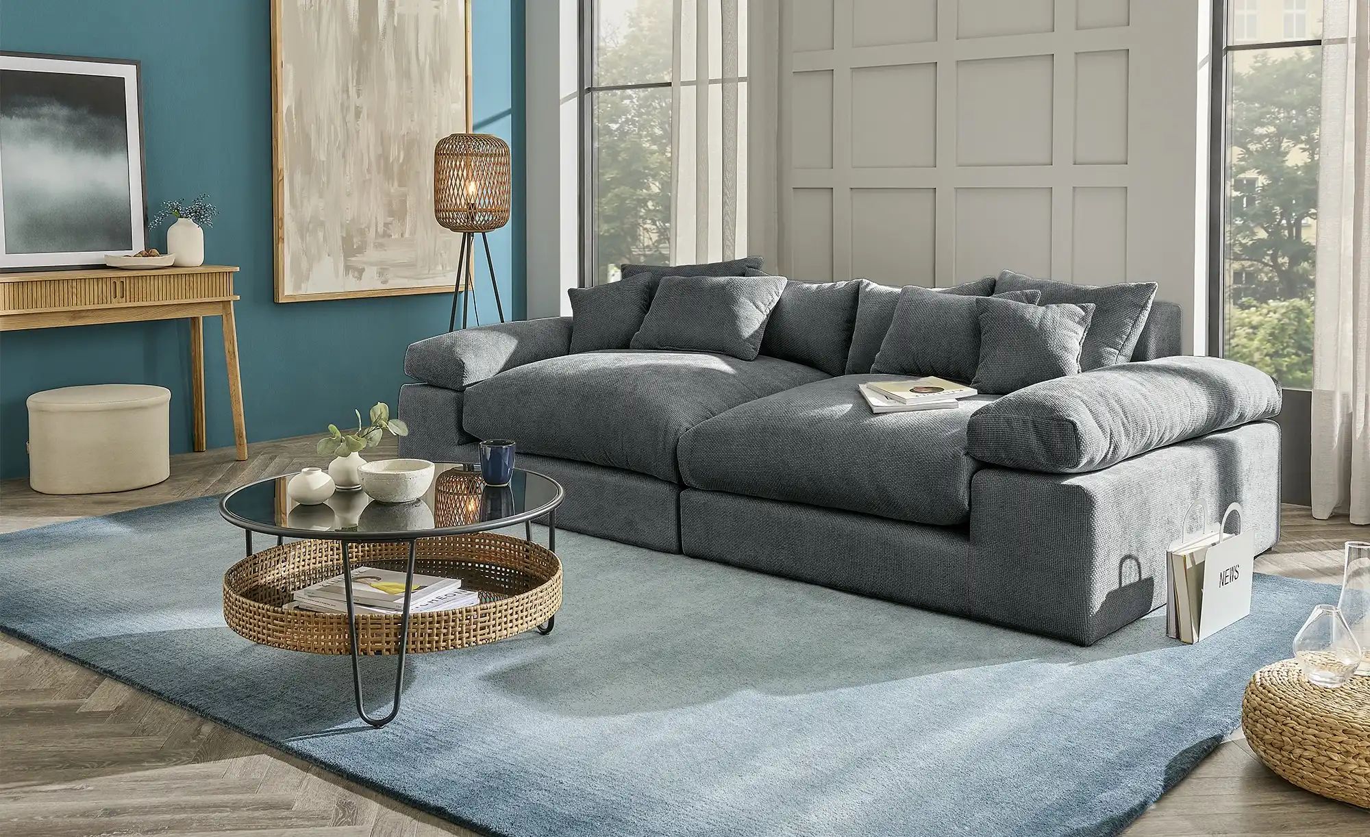 Thumbnail - smart Big Sofa im modernem Cord Lianea ¦ grau ¦ Maße (cm): B: 260 H: 86 T: 133.0 Polstermöbel > Sofas > 2-Sitzer - Höffn...
