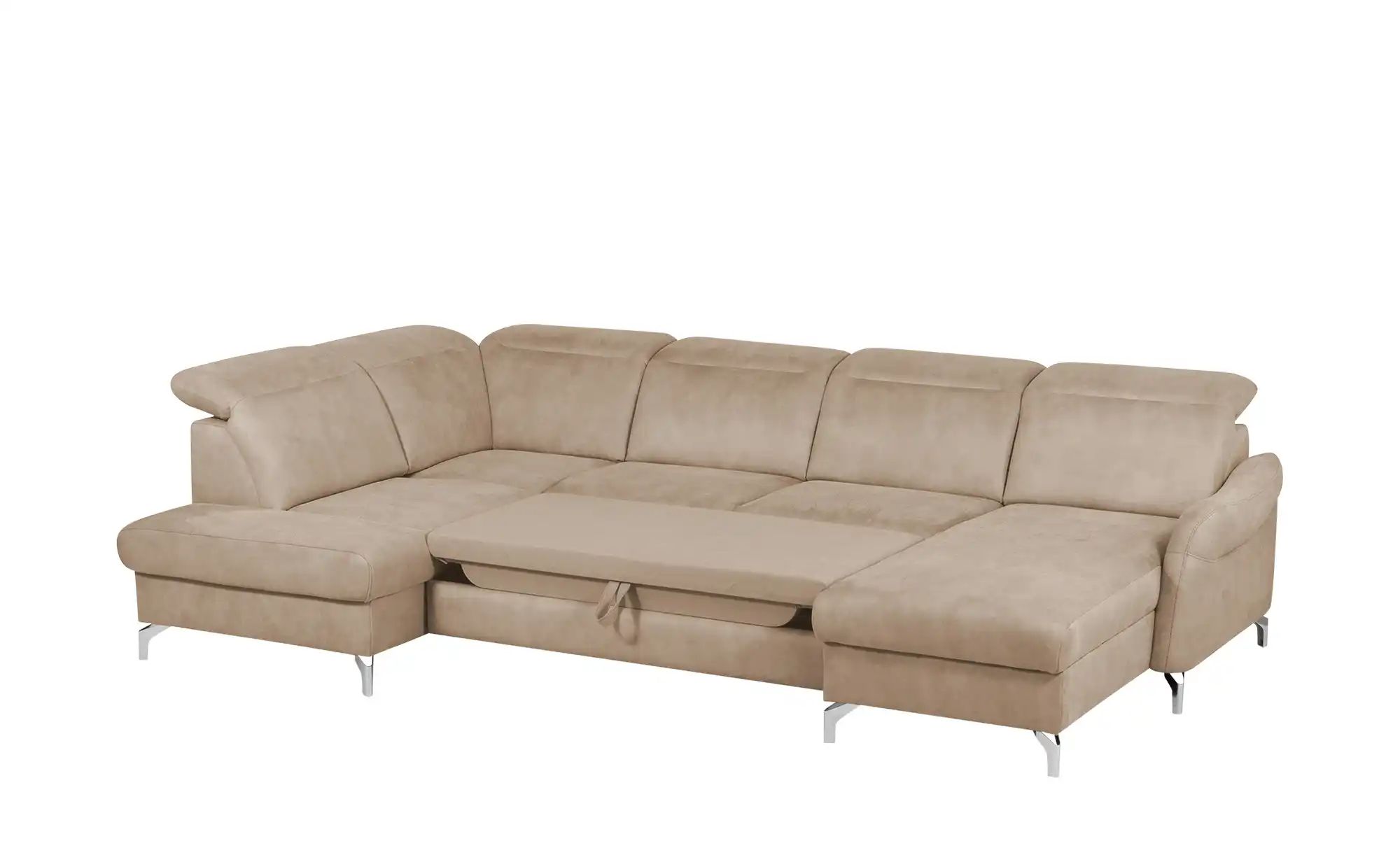Thumbnail - uno Wohnlandschaft Wildleder-Optik Basel ¦ beige ¦ Maße (cm): B: 304 H: 100 T: 200.0 Polstermöbel > Sofas > Schlafsofas ...