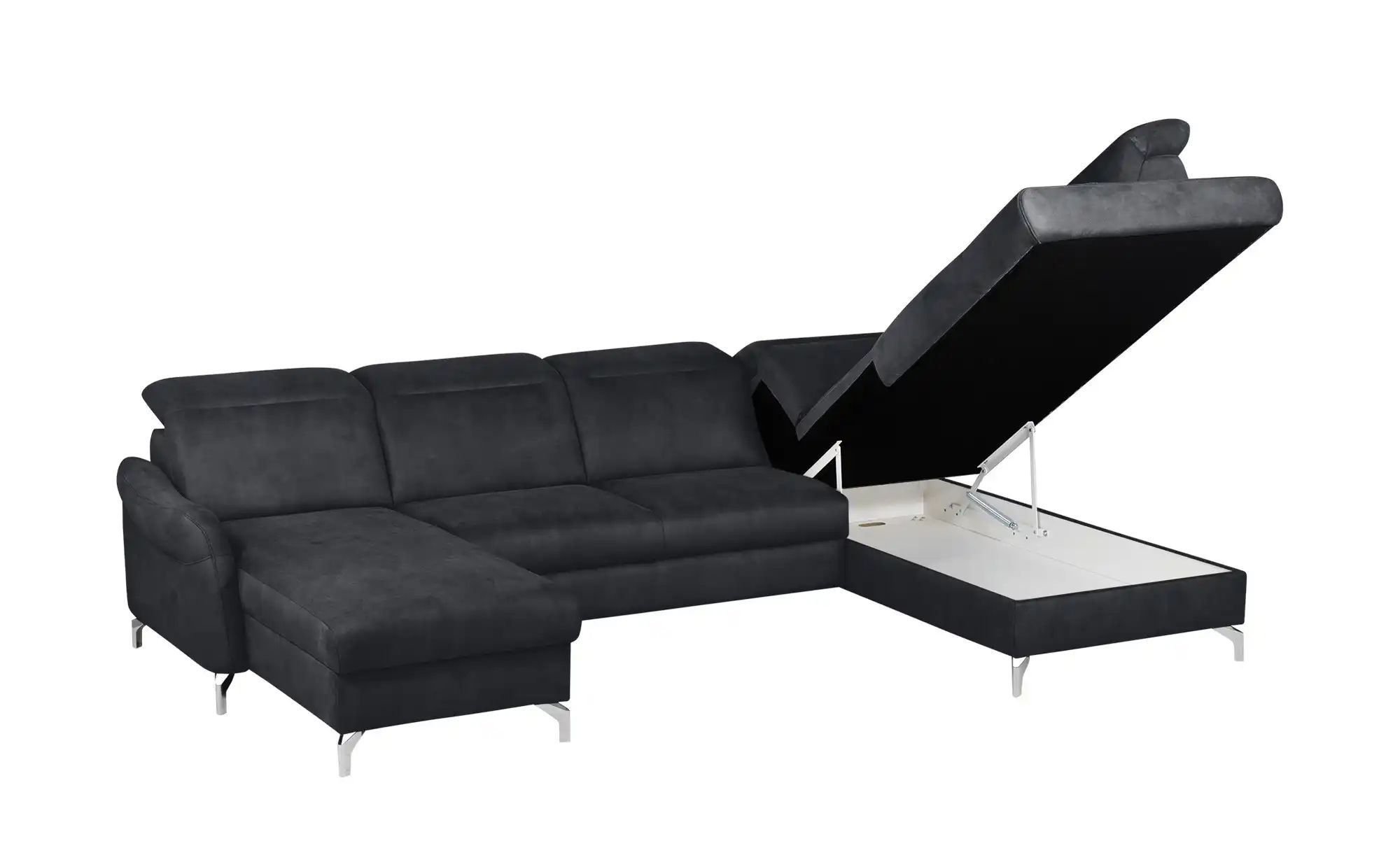 Thumbnail - uno Wohnlandschaft Wildleder-Optik Basel ¦ schwarz ¦ Maße (cm): B: 304 H: 100 T: 200.0 Polstermöbel > Sofas > Schlafsofa...