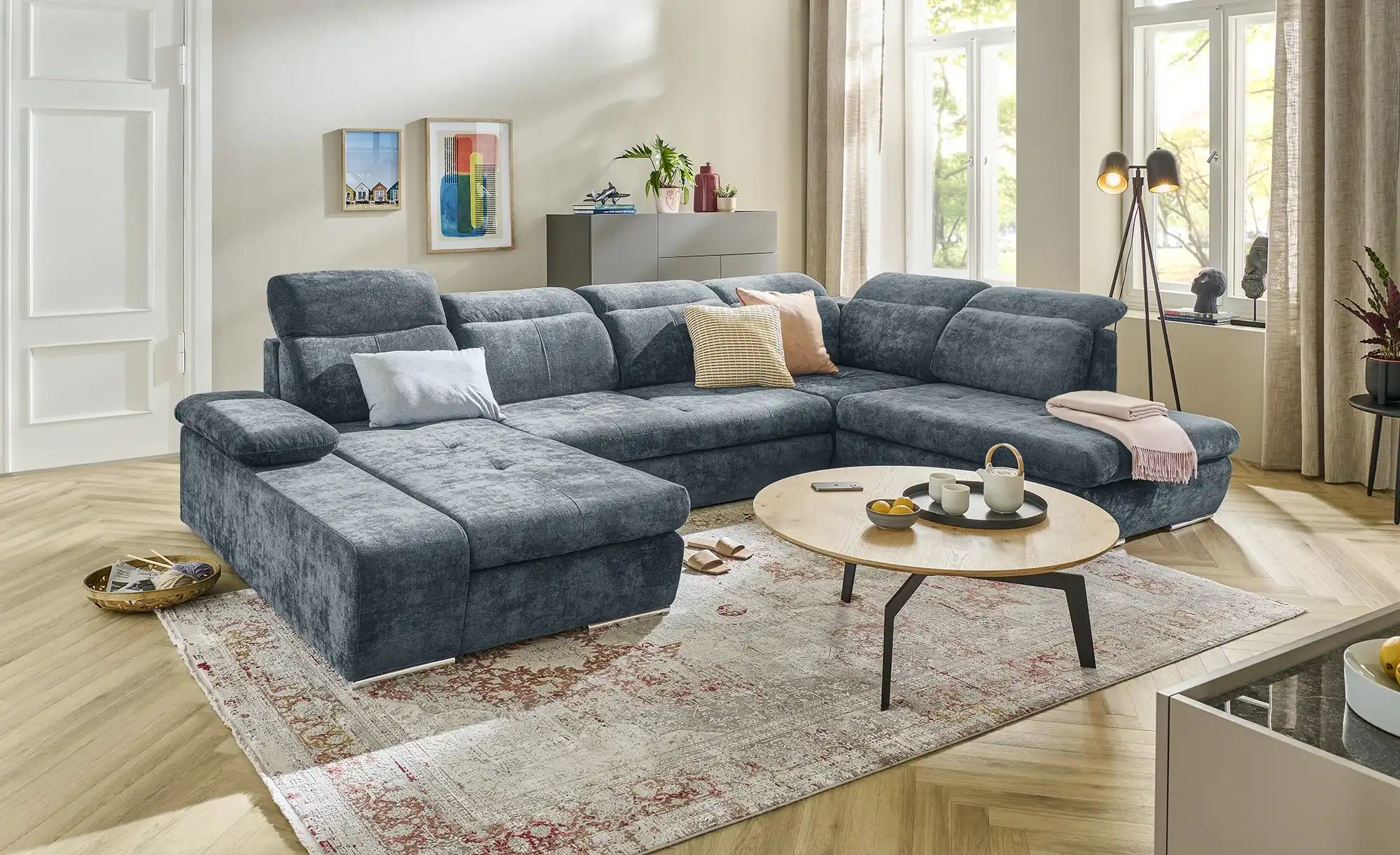 switch Wohnlandschaft  Avilla ¦ blau ¦ Maße (cm): B: 355 H: 86 T: 234.0 Pol günstig online kaufen