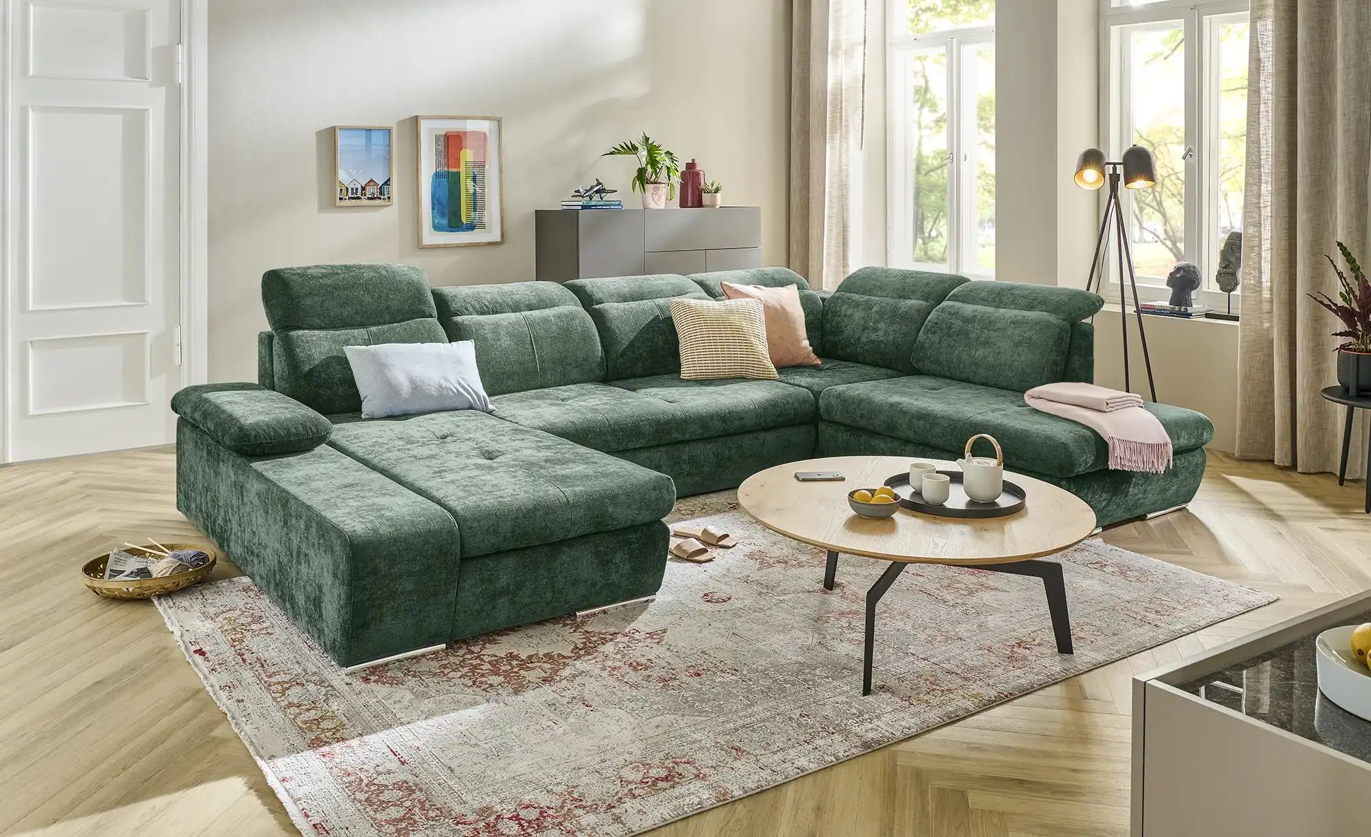 Thumbnail - switch Wohnlandschaft  Avilla ¦ grün ¦ Maße (cm): B: 355 H: 86 T: 234.0 Polstermöbel > Sofas > Schlafsofas - Höffner