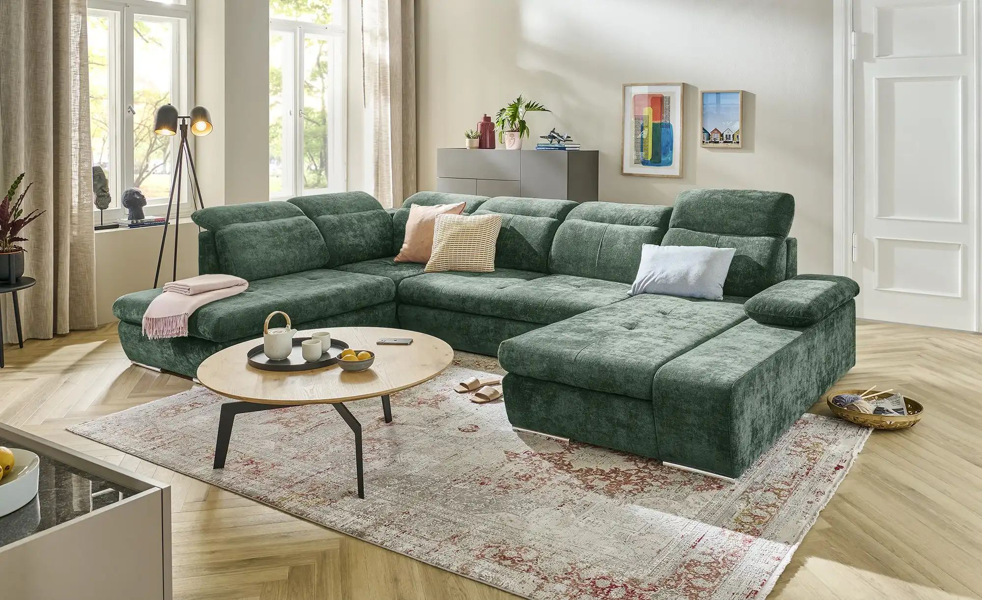 Thumbnail - switch Wohnlandschaft Avilla ¦ grün ¦ Maße (cm): B: 355 H: 86 T: 234.0 Polstermöbel > Sofas > Schlafsofas - Höffner
