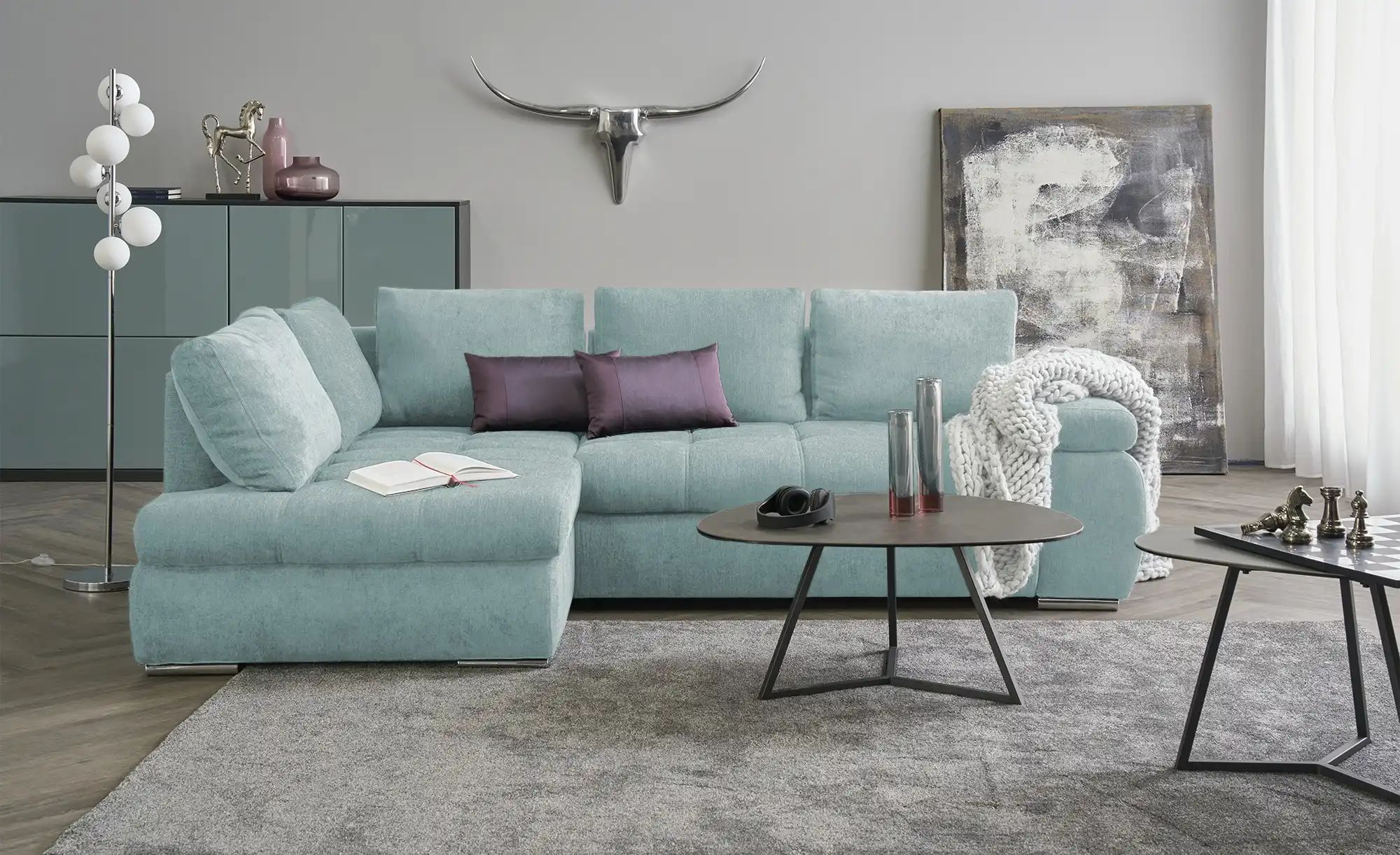 Thumbnail - switch Ecksofa Sky ¦ blau ¦ Maße (cm): B: 265 H: 89 T: 175.0 Polstermöbel > Sofas > Ecksofas - Höffner