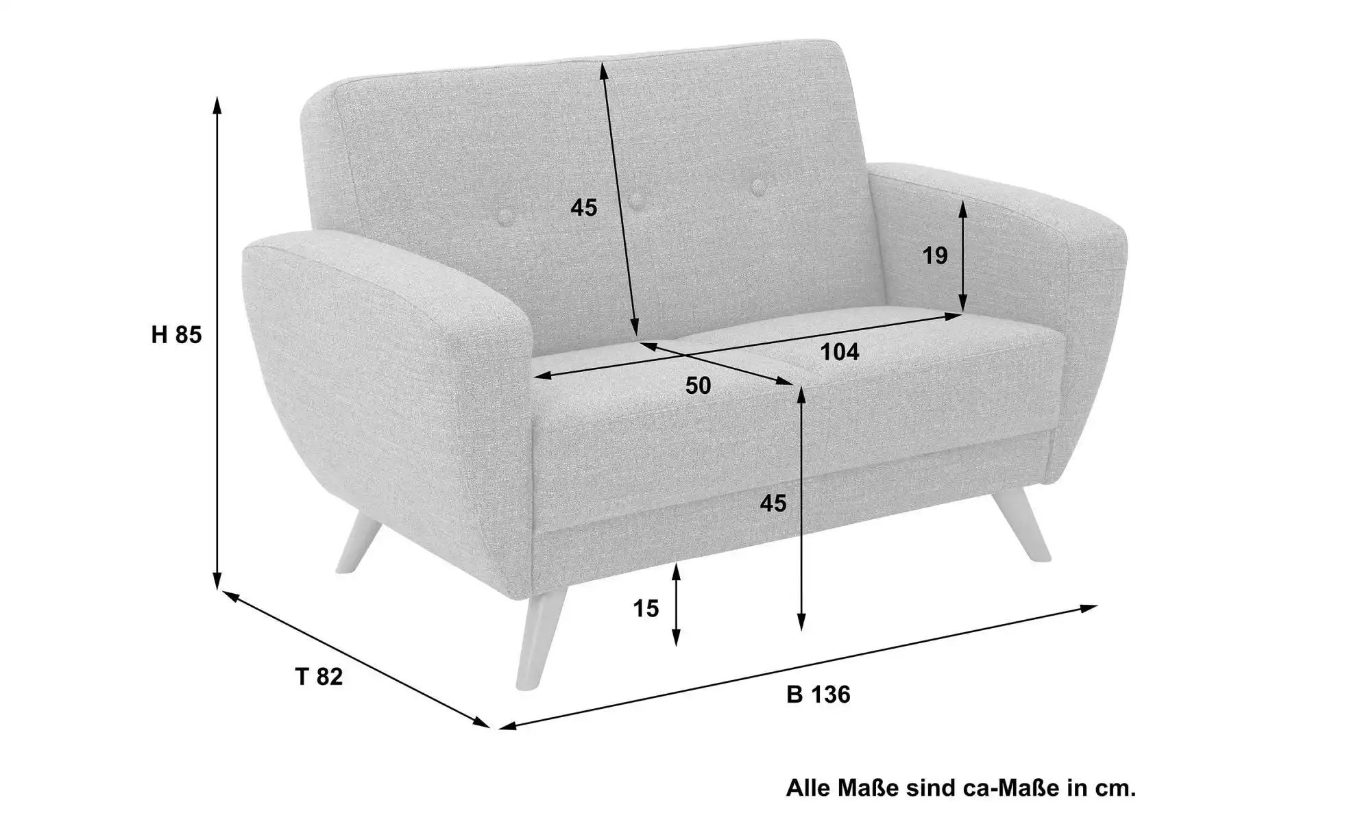 Max Winzer Einzelsofa  Jerry ¦ grau ¦ Maße (cm): B: 136 H: 85 Polstermöbel günstig online kaufen