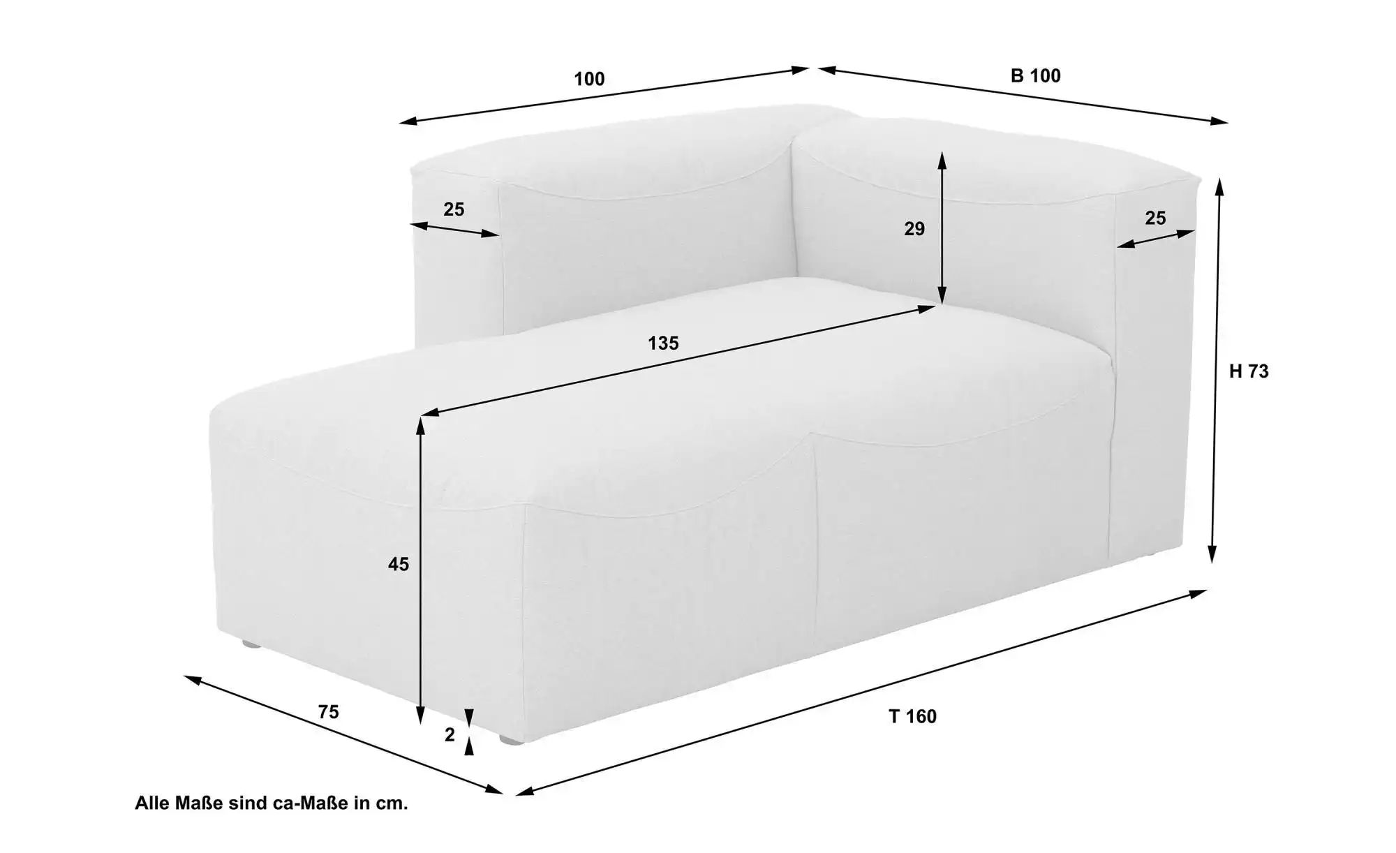 Thumbnail - Max Winzer Longchair Armlehne links  Lena ¦ schwarz ¦ Maße (cm): B: 100 H: 73 Polstermöbel > Sofas > Modulsofas - Höffne...
