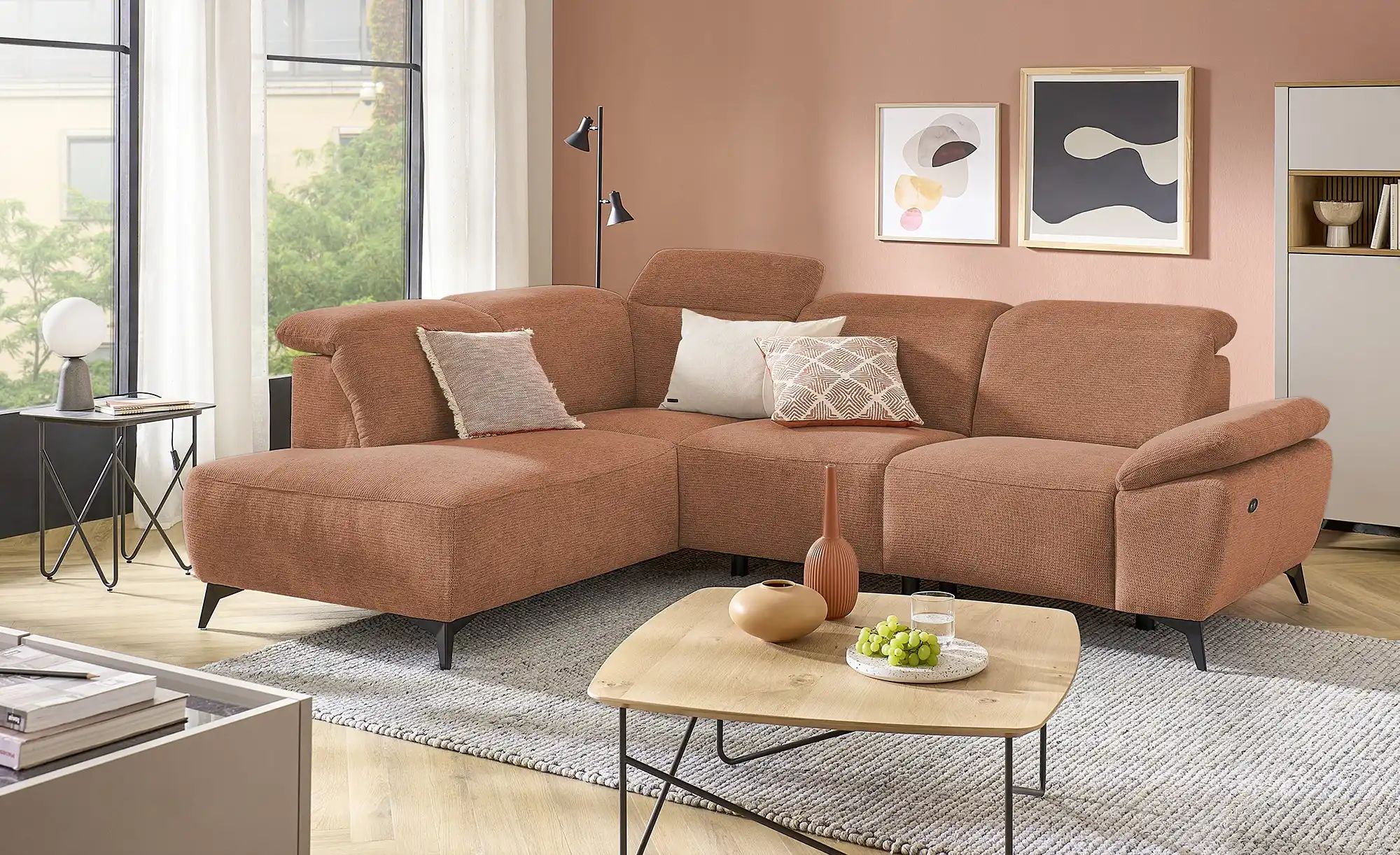 Thumbnail - uno Ecksofa  Belfast ¦ kupfer ¦ Maße (cm): B: 260 H: 100 T: 203.0 Polstermöbel > Sofas > Ecksofas - Höffner