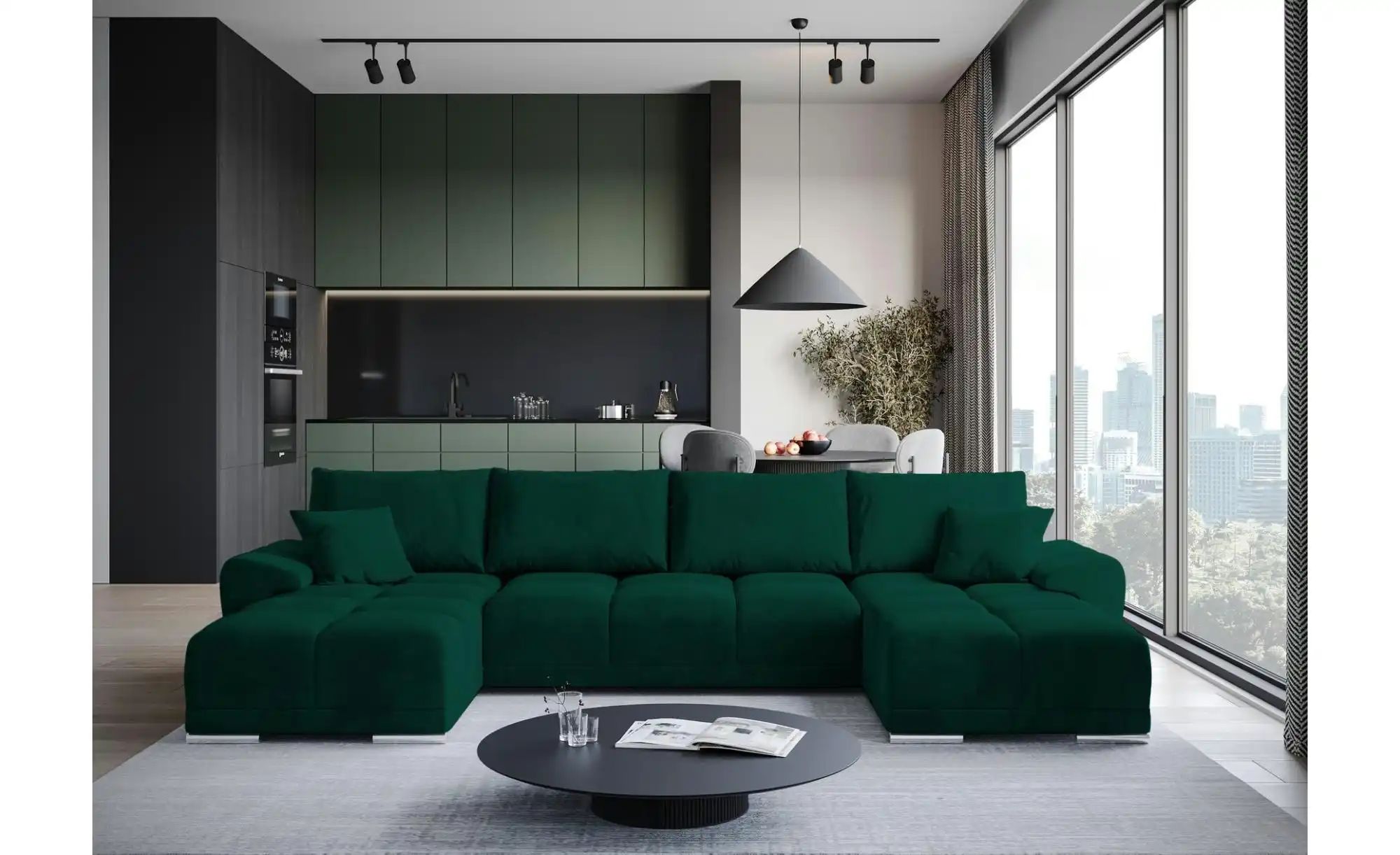 Wohnlandschaft  Nubes ¦ grün ¦ Maße (cm): B: 360 H: 85 Polstermöbel > Sofas günstig online kaufen