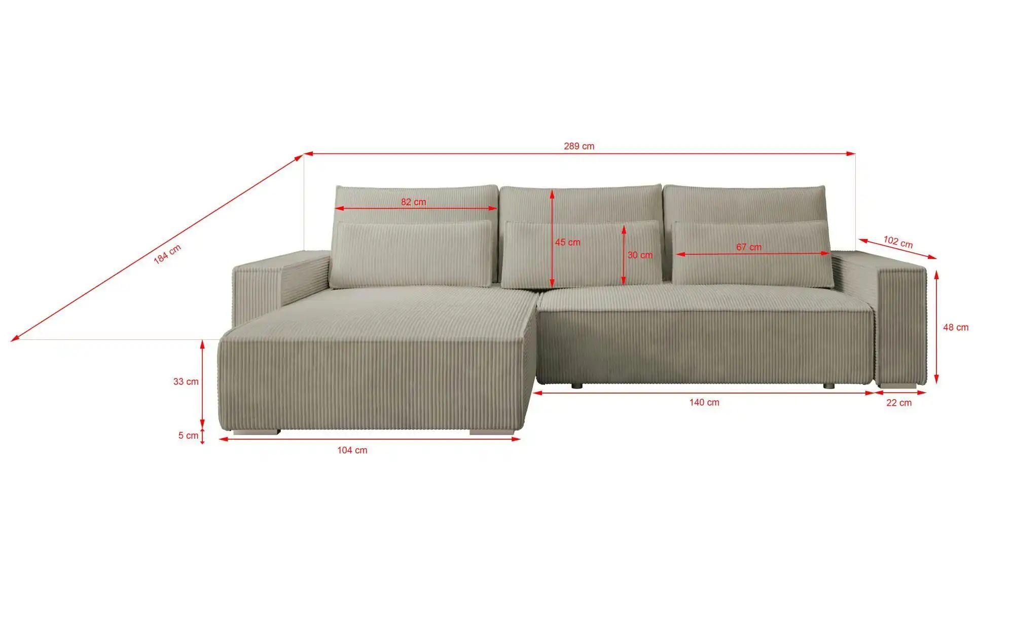 Thumbnail - Ecksofa  Alice ¦ beige ¦ Maße (cm): B: 289 H: 80 Polstermöbel > Sofas > 3-Sitzer - Höffner