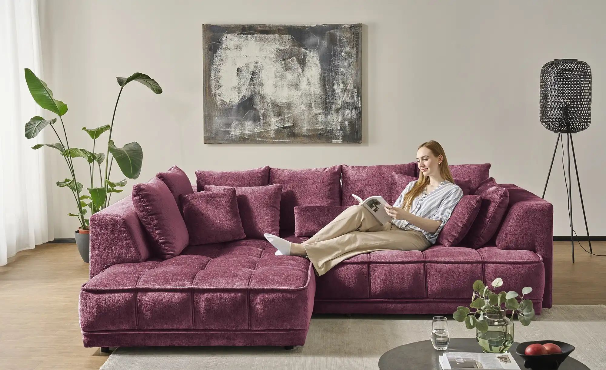 switch Ecksofa  Tiga ¦ lila/violett ¦ Maße (cm): B: 285 H: 88 T: 205.0 Pols günstig online kaufen