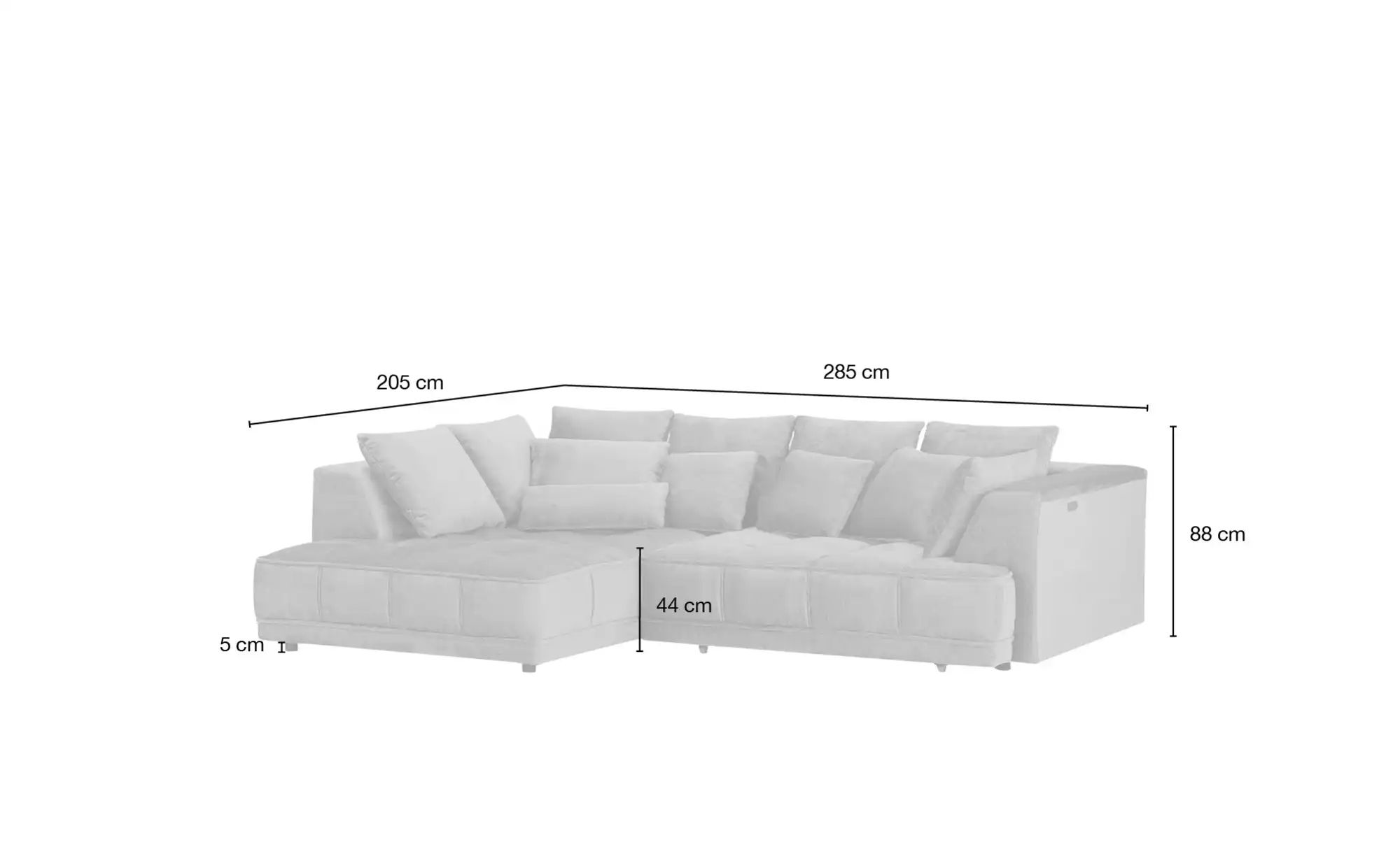 Thumbnail - switch Ecksofa  Tiga ¦ grün ¦ Maße (cm): B: 285 H: 88 T: 205.0 Polstermöbel > Sofas > Ecksofas - Höffner