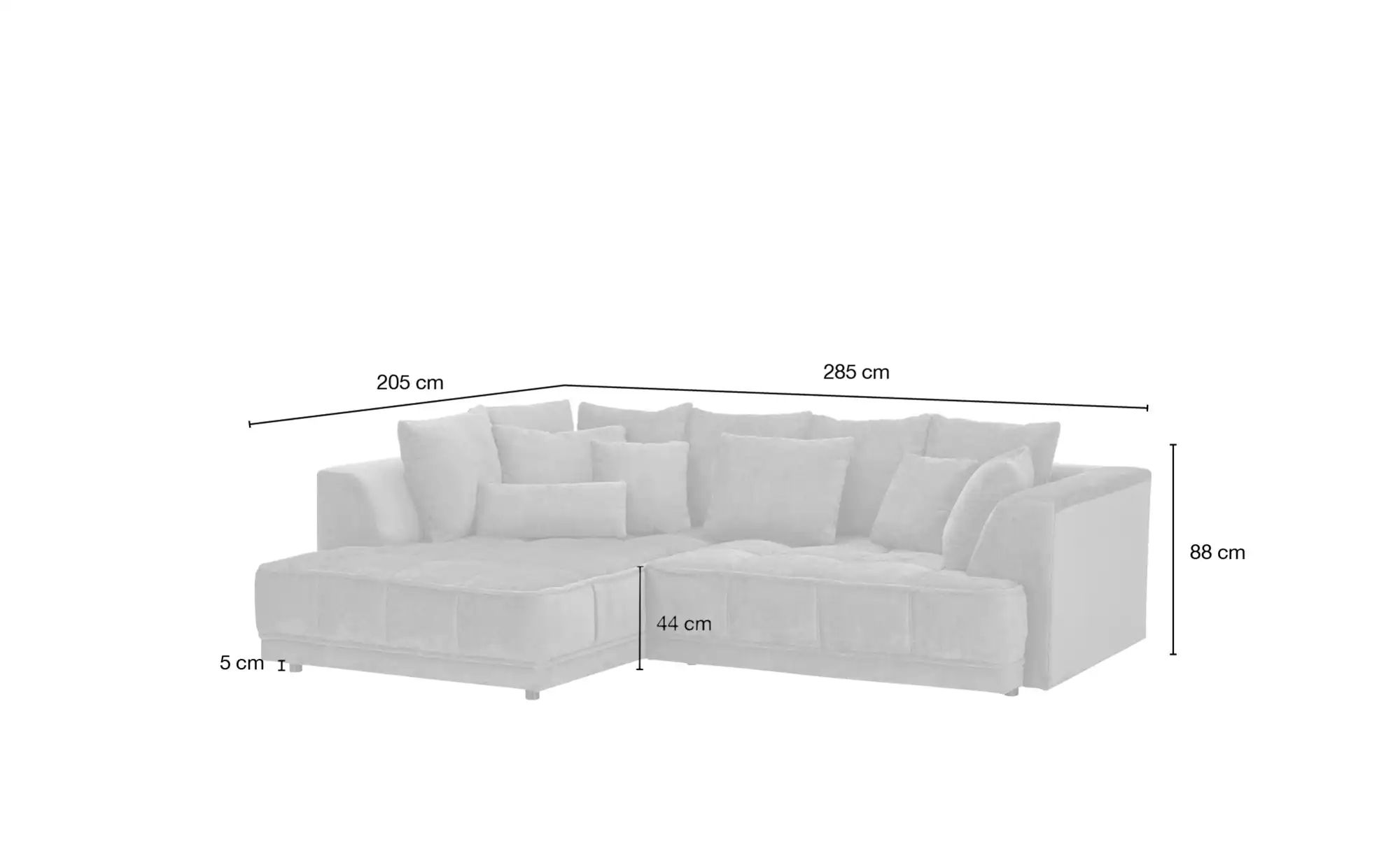 switch Ecksofa  Tiga ¦ grau ¦ Maße (cm): B: 285 H: 88 T: 205.0 Polstermöbel günstig online kaufen