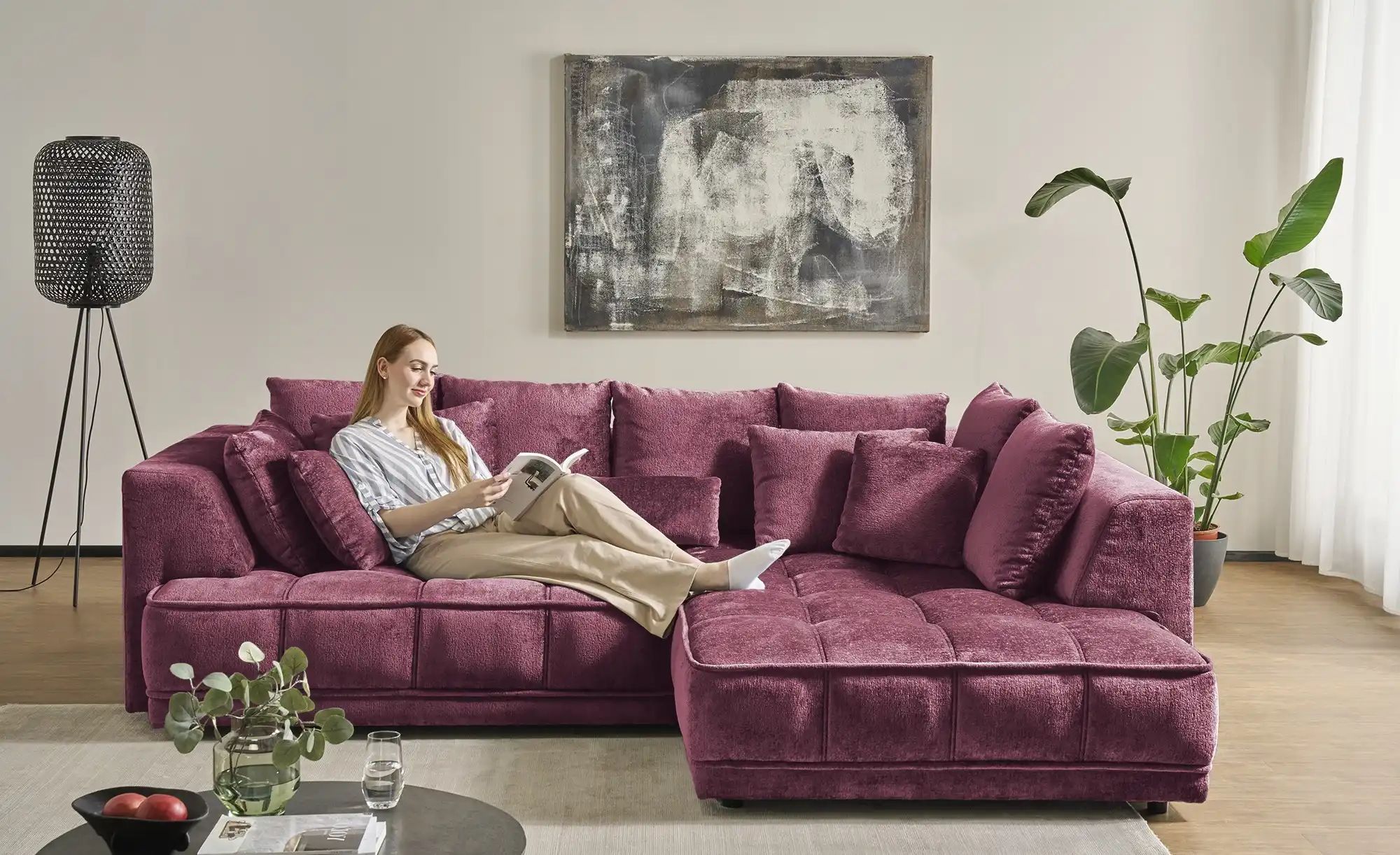 switch Ecksofa  Tiga ¦ lila/violett ¦ Maße (cm): B: 285 H: 88 T: 205.0 Pols günstig online kaufen