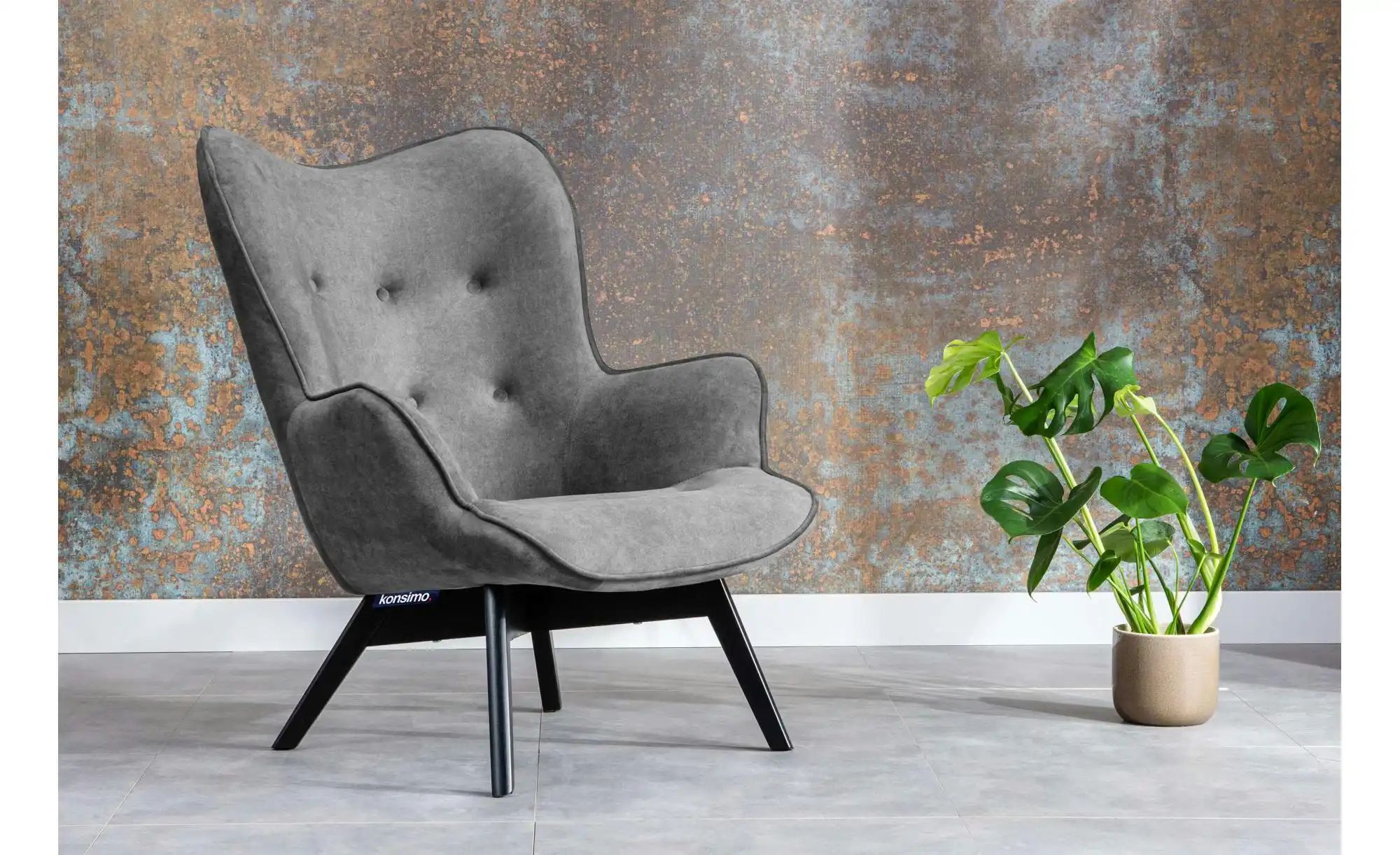 KONSIMO Sessel  Glori ¦ grau ¦ Maße (cm): B: 78 H: 94 Polstermöbel > Sessel günstig online kaufen