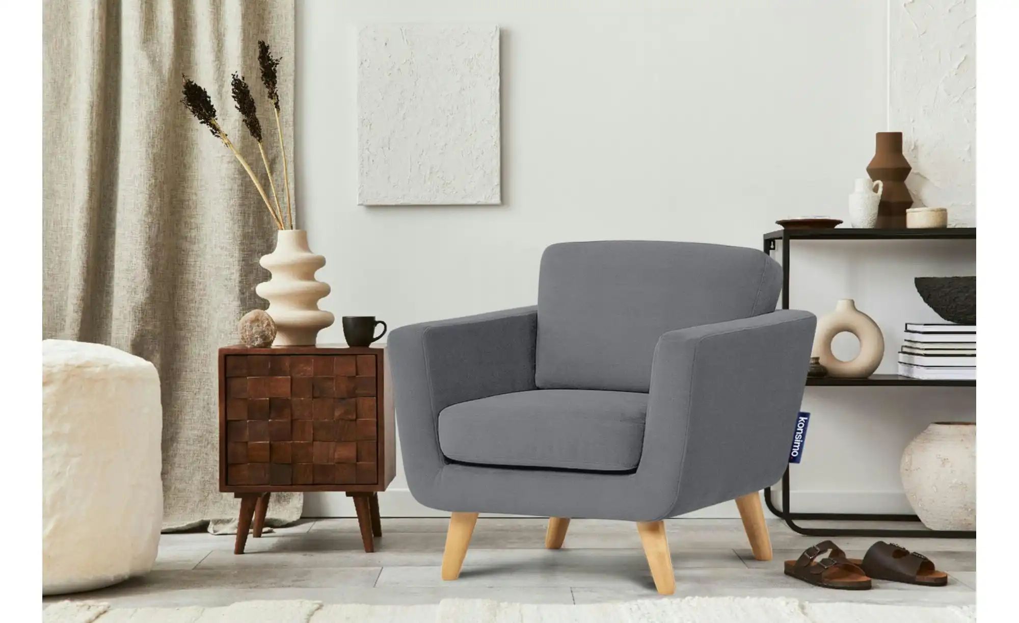KONSIMO Sessel  Tagio ¦ grau ¦ Maße (cm): B: 86 H: 80 Polstermöbel > Sessel günstig online kaufen