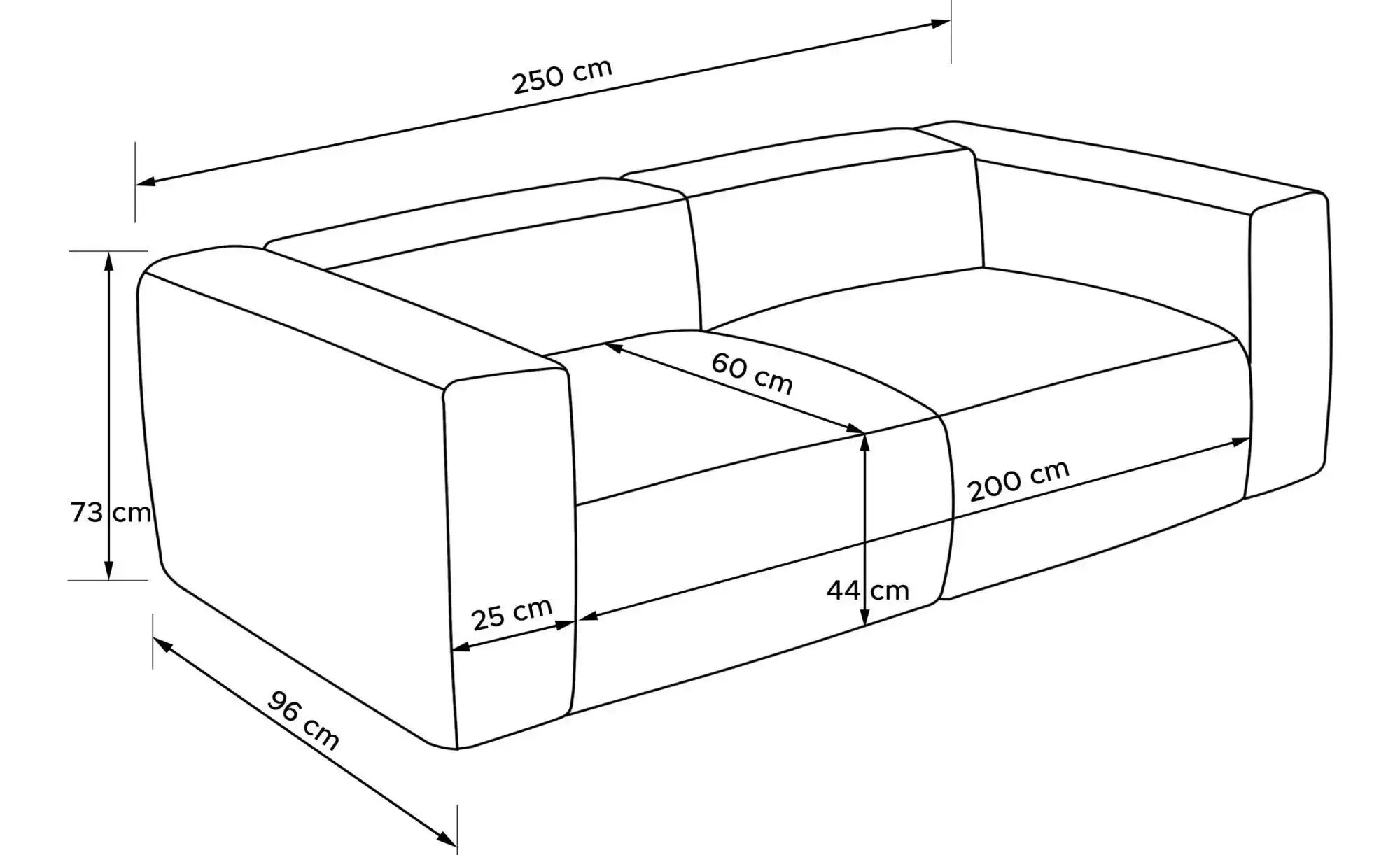 Thumbnail - KONSIMO Einzelsofa Buffo ¦ orange ¦ Maße (cm): B: 250 H: 73 Polstermöbel > Sofas > Einzelsofas - Höffner