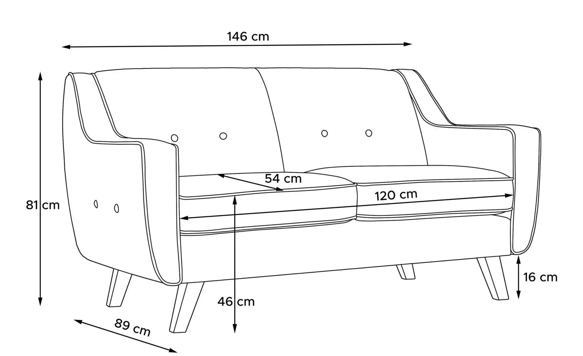 Thumbnail - KONSIMO Einzelsofa Terso ¦ braun ¦ Maße (cm): B: 146 H: 81 Polstermöbel > Sofas > 2-Sitzer - Höffner