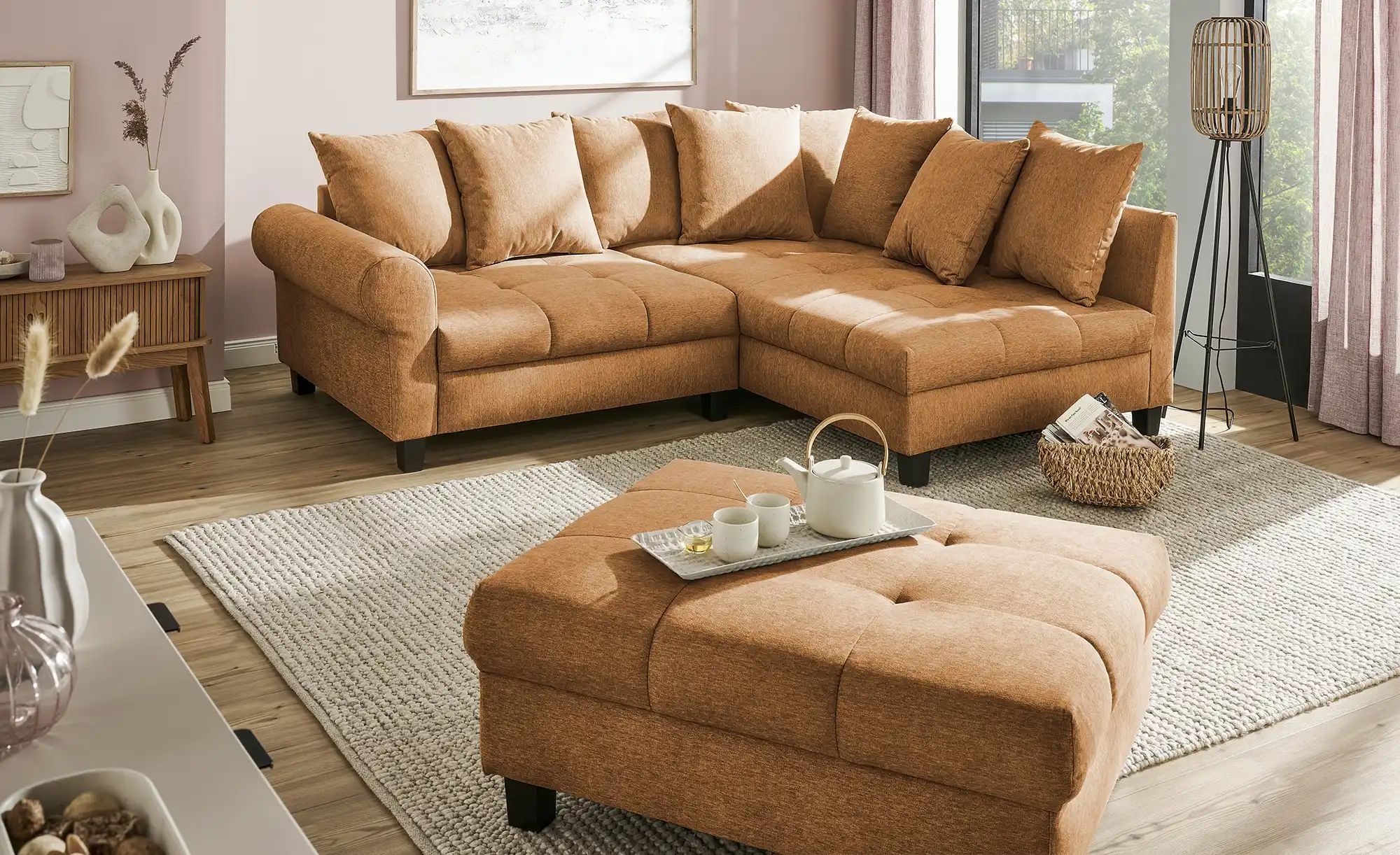 Thumbnail - smart Ecksofa  Lunella  ¦ orange ¦ Maße (cm): B: 232 H: 86 T: 190.0 Polstermöbel > Sofas > 3-Sitzer - Höffner