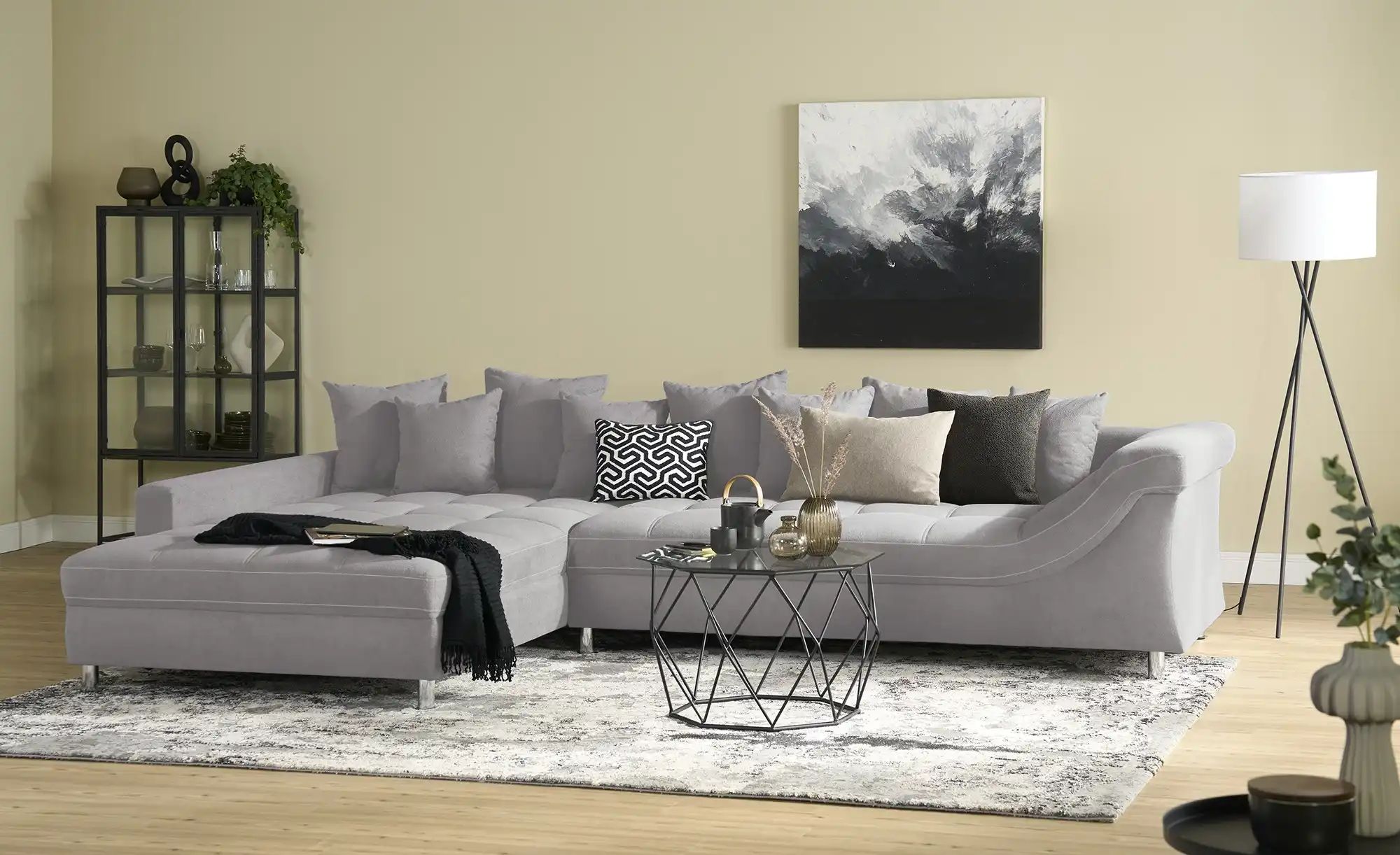 smart Ecksofa  Hanalie ¦ grau ¦ Maße (cm): B: 340 H: 95 T: 226.0 Polstermöb günstig online kaufen