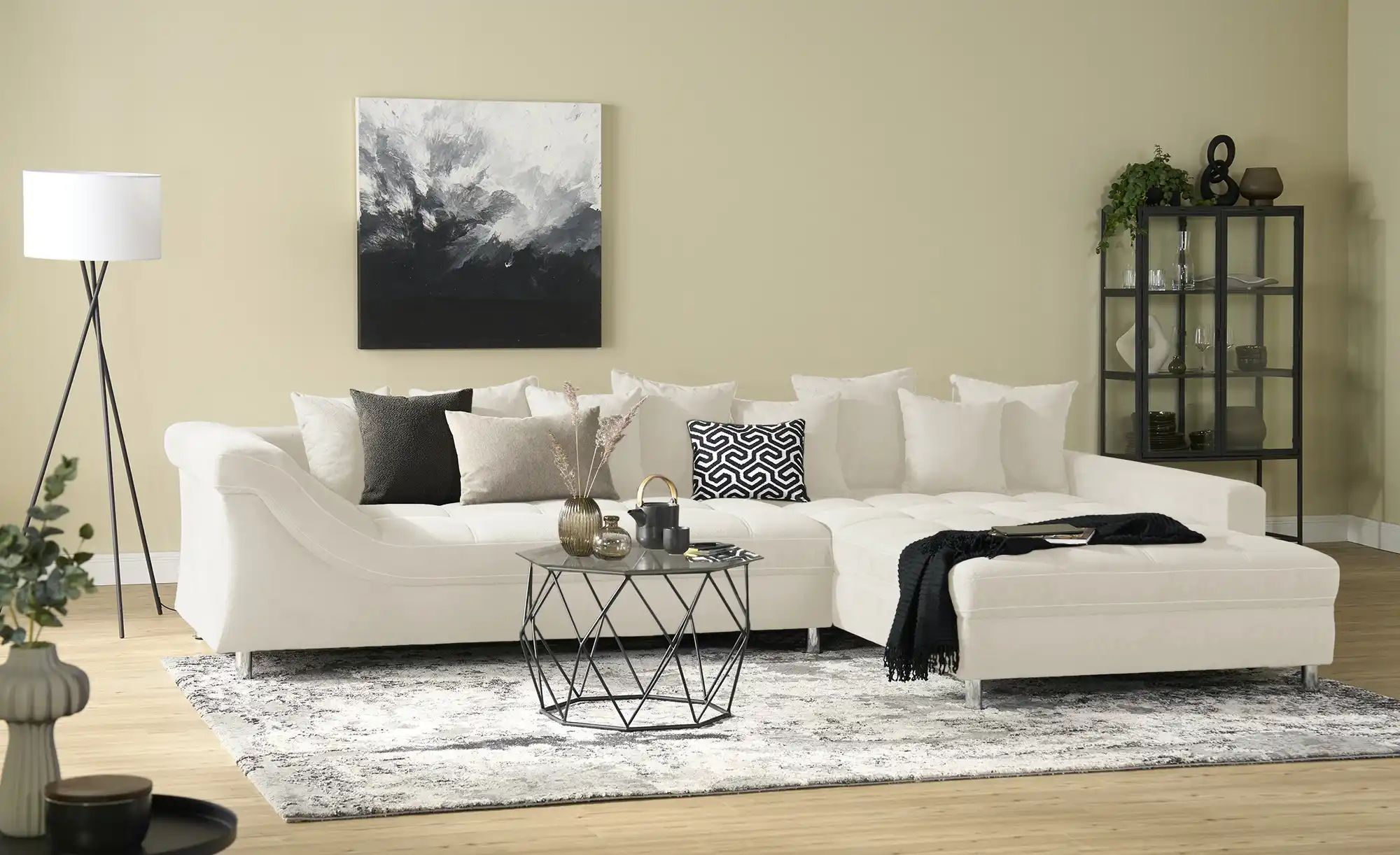 smart Ecksofa  Hanalie ¦ creme ¦ Maße (cm): B: 340 H: 95 T: 226.0 Polstermö günstig online kaufen