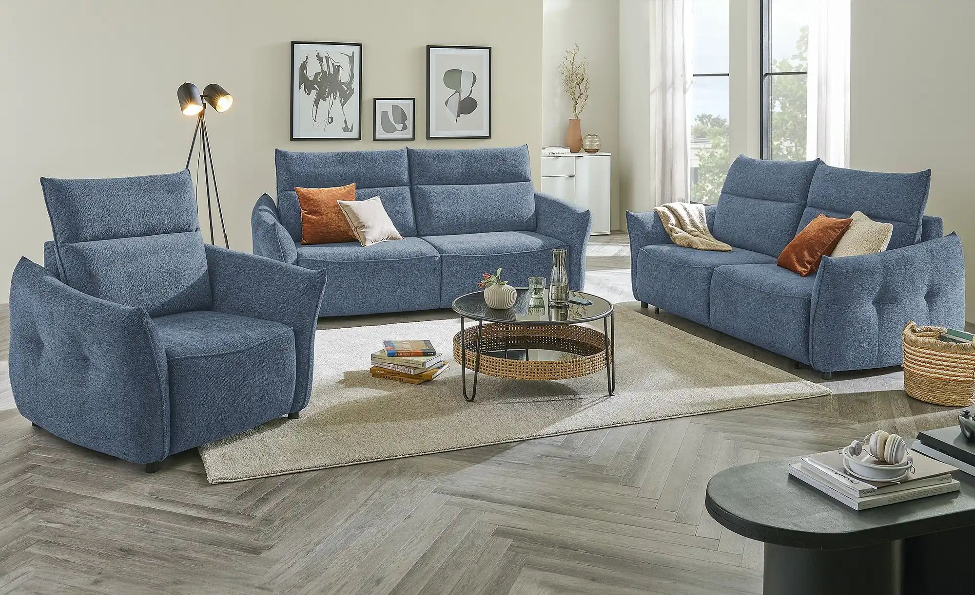 Thumbnail - smart Big Sofa Linda ¦ blau ¦ Maße (cm): B: 226 H: 78 T: 100.0 Polstermöbel > Sofas > 3-Sitzer - Höffner
