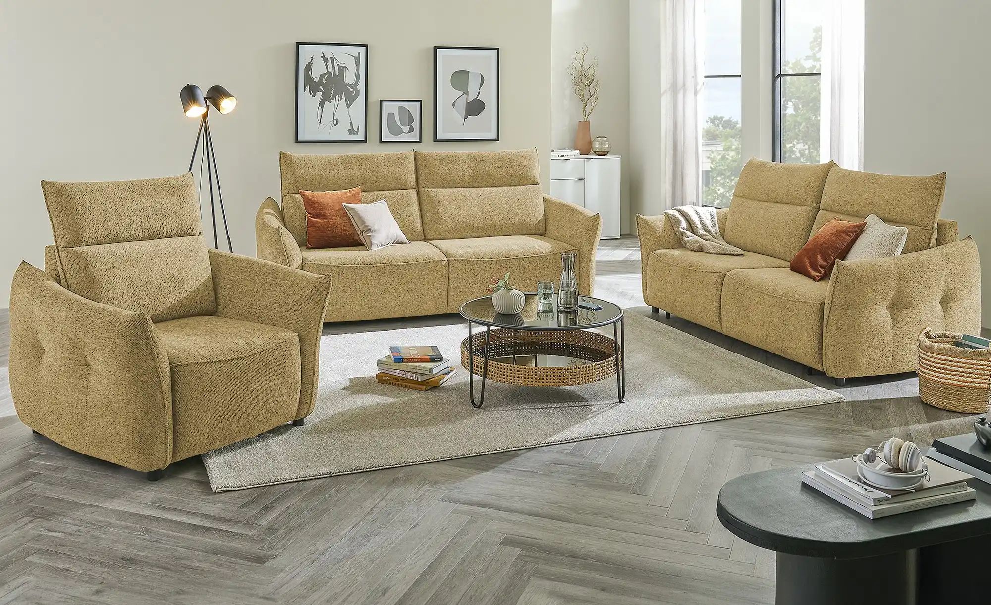 smart Big Sofa mit Funktion  Linda ¦ gelb ¦ Maße (cm): B: 204 H: 78 T: 101. günstig online kaufen