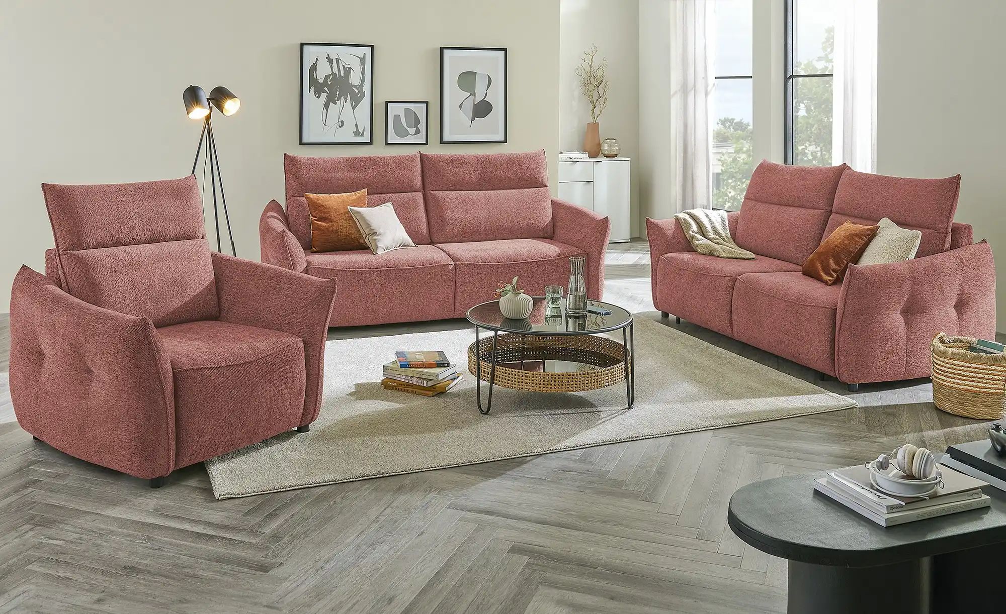 Thumbnail - smart Big Sofa mit Funktion  Linda ¦ orange ¦ Maße (cm): B: 204 H: 78 T: 101.0 Polstermöbel > Sofas > 2-Sitzer - Höffner