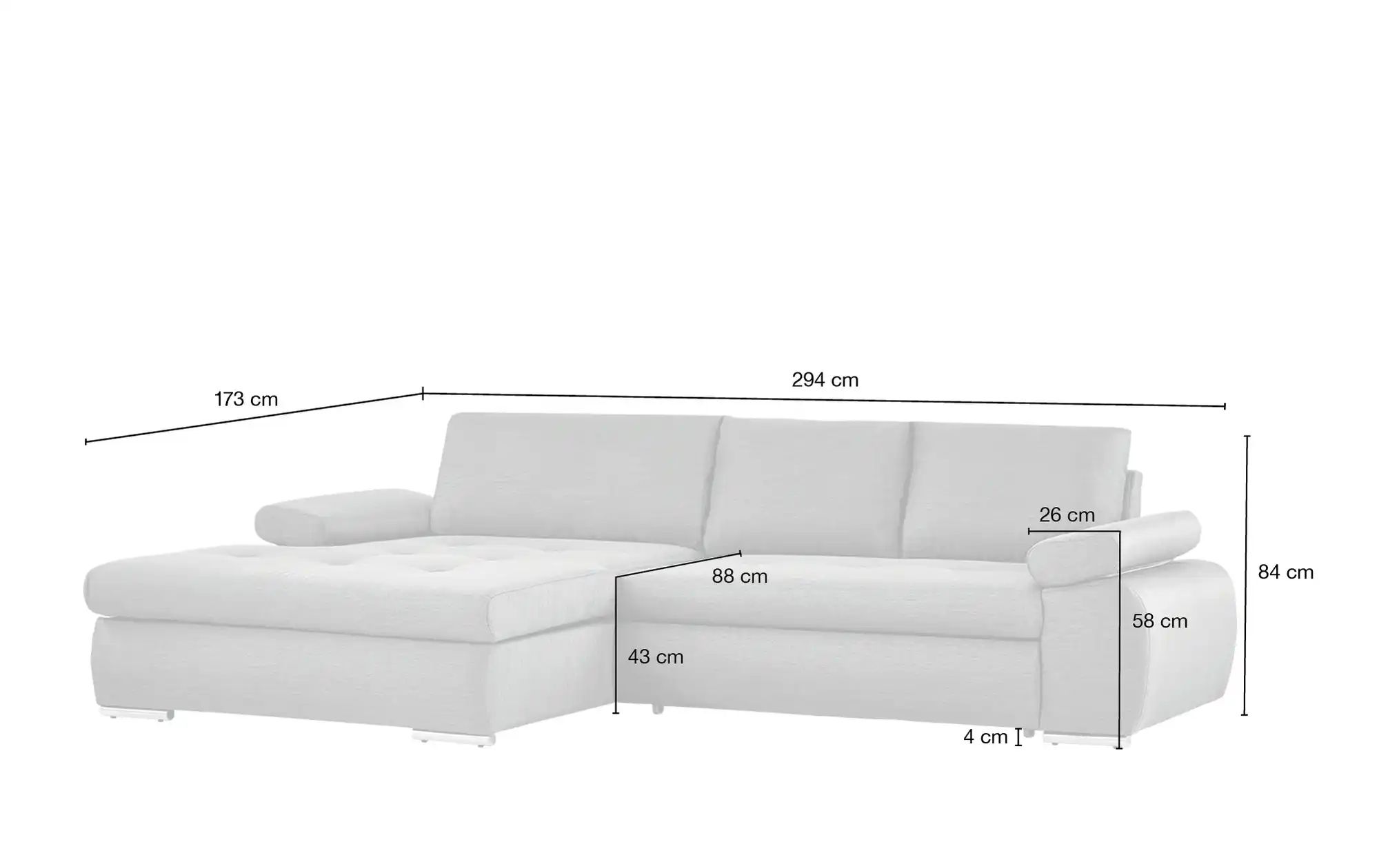 Thumbnail - smart Ecksofa Ibby ¦ creme ¦ Maße (cm): B: 294 H: 73 T: 173.0 Polstermöbel > Sofas > Ecksofas - Höffner