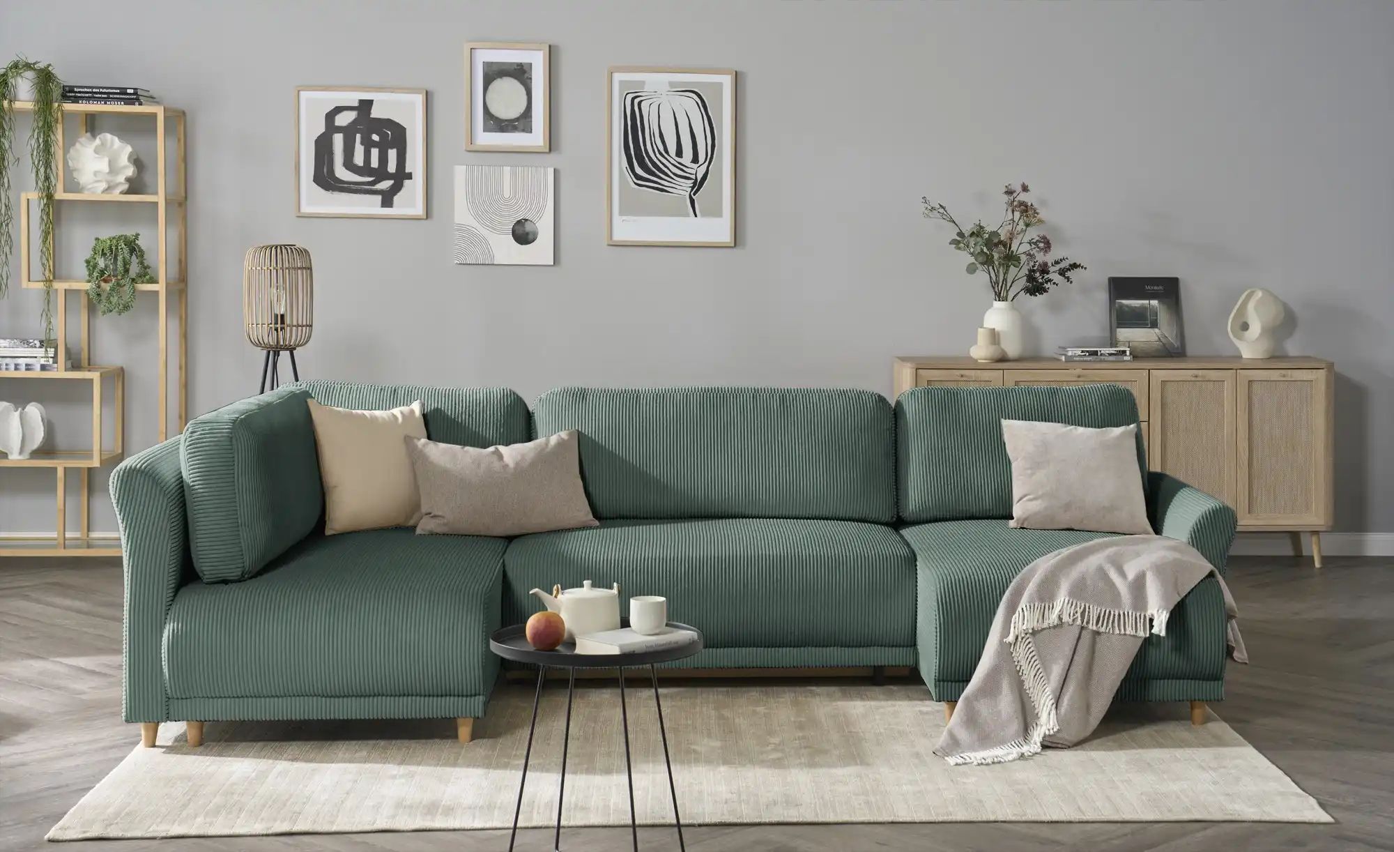 Wohnlandschaft mit Funktion  Malyn II ¦ grün ¦ Maße (cm): B: 316 H: 90 T: 1 günstig online kaufen