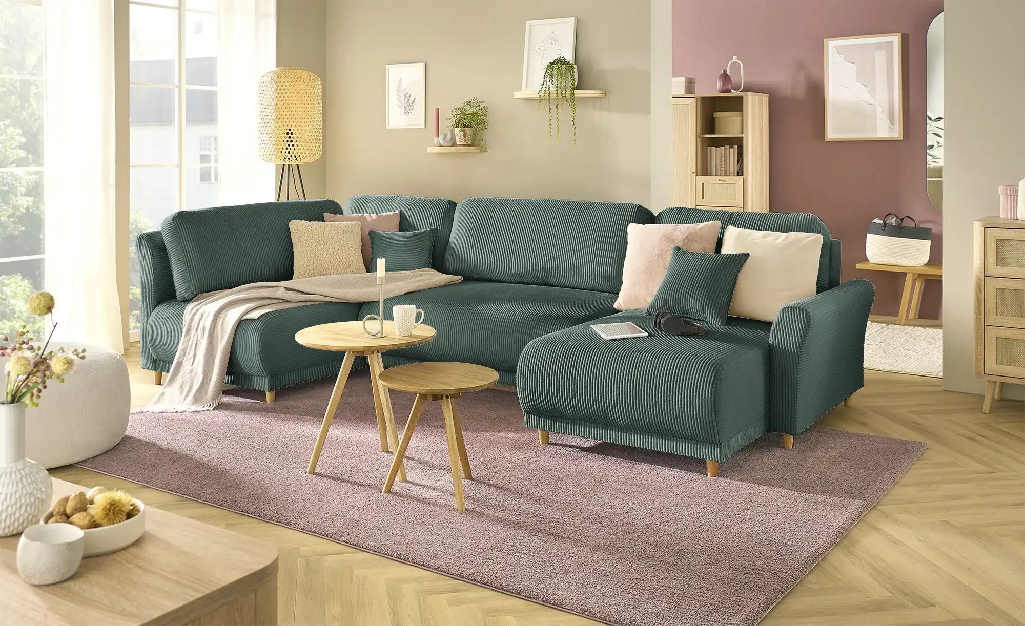Thumbnail - Wohnlandschaft mit Funktion  Malyn II ¦ grün ¦ Maße (cm): B: 316 H: 90 T: 160.0 Polstermöbel > Sofas > Wohnlandschaften ...