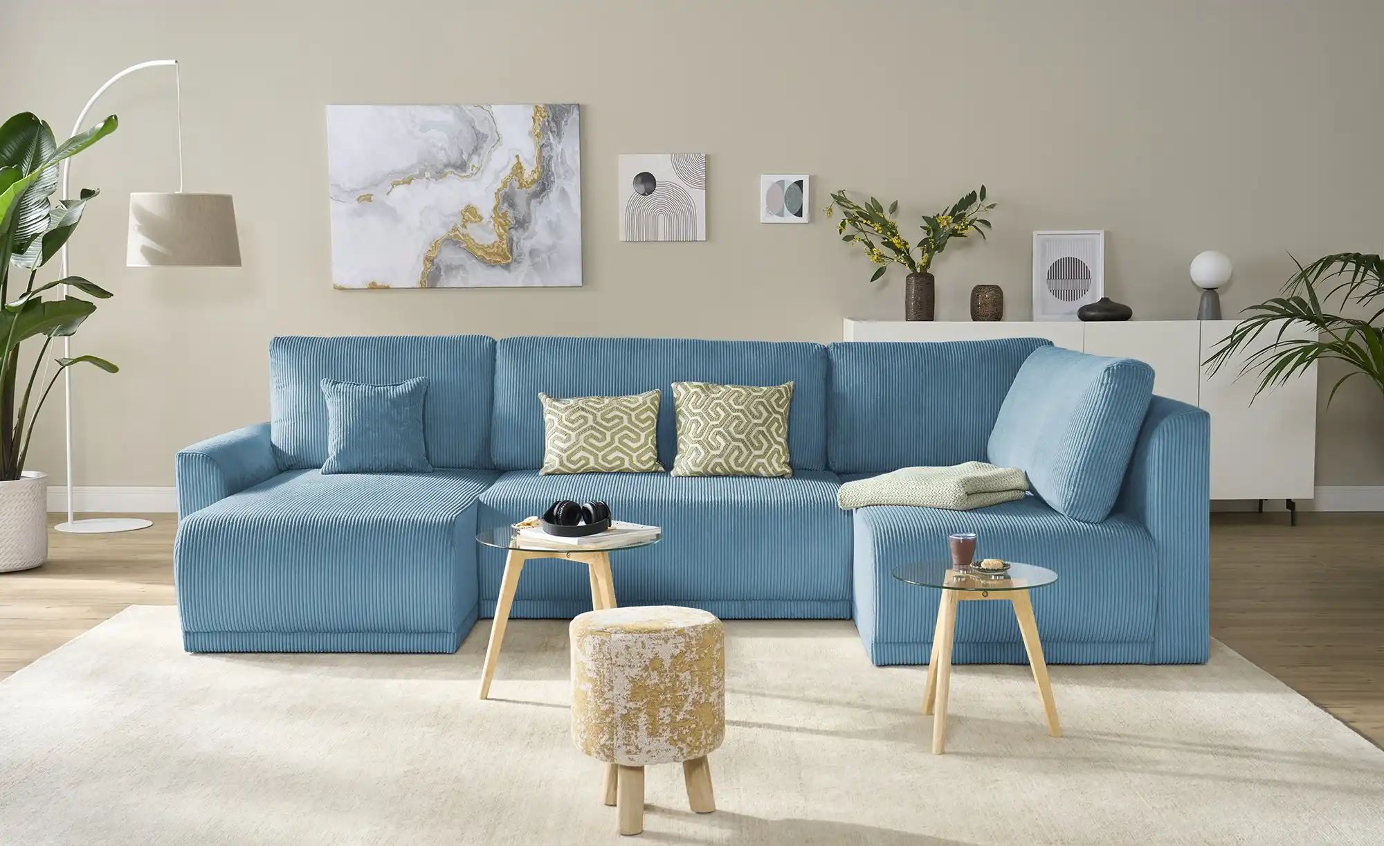 Thumbnail - Wohnlandschaft Malyn ¦ türkis/petrol ¦ Maße (cm): B: 313 H: 90 T: 160.0 Polstermöbel > Sofas > Schlafsofas - Höffner