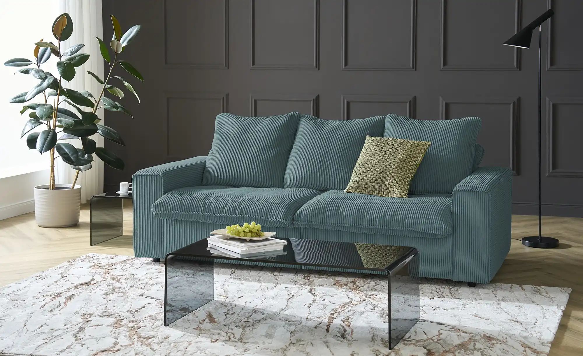 Thumbnail - SOHO Big Sofa  Kini ¦ türkis/petrol ¦ Maße (cm): B: 214 H: 85 T: 107.0 Polstermöbel > Sofas > 2-Sitzer - Höffner