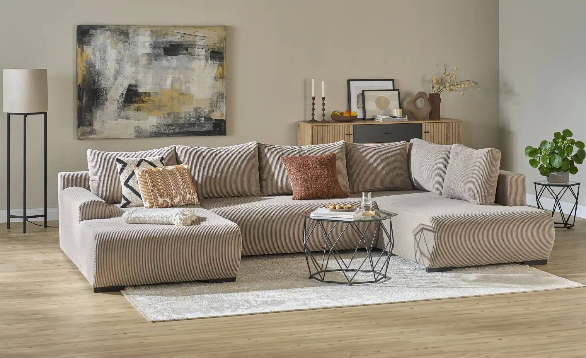 smart Wohnlandschaft  Nelly ¦ beige ¦ Maße (cm): B: 345 H: 85 T: 202.0 Pols günstig online kaufen