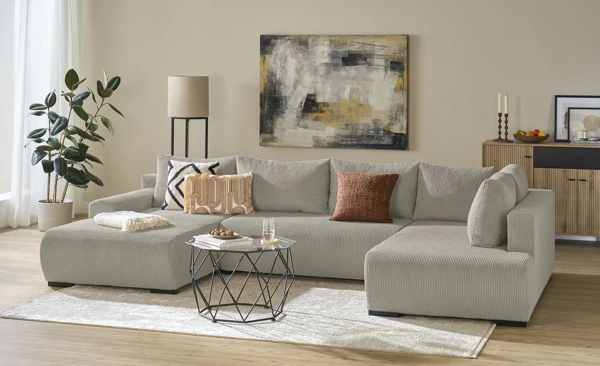 Thumbnail - smart Wohnlandschaft Nelly ¦ beige ¦ Maße (cm): B: 345 H: 85 T: 202.0 Polstermöbel > Sofas > Schlafsofas - Höffner