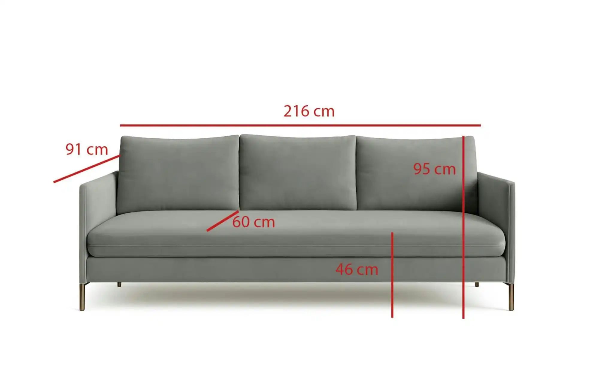 Thumbnail - Einzelsofa  Bellis ¦ beige ¦ Maße (cm): B: 216 H: 95 Polstermöbel > Sofas > 3-Sitzer - Höffner