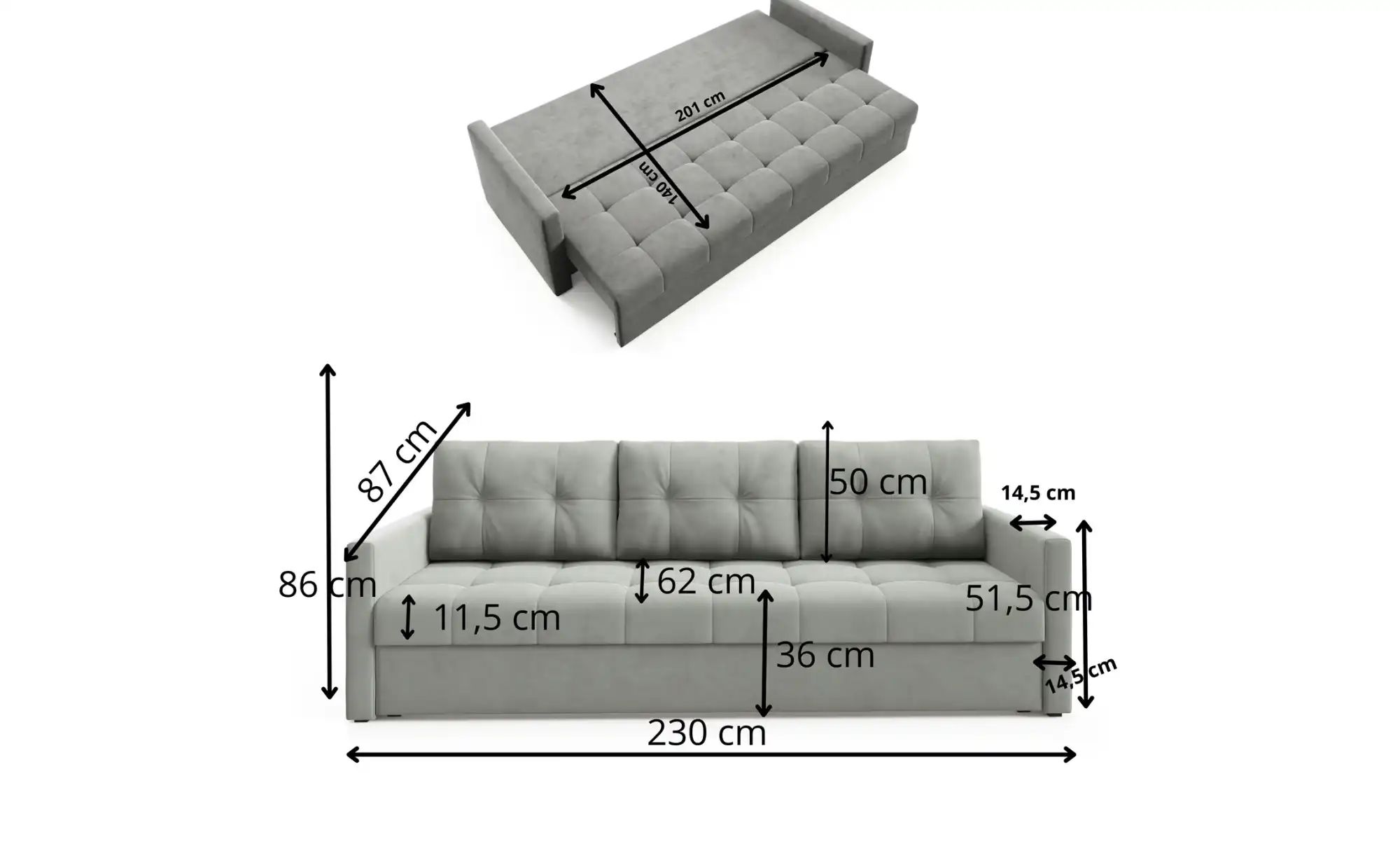 Einzelsofa  Olivia ¦ grün ¦ Maße (cm): B: 230 H: 86 Polstermöbel > Sofas > günstig online kaufen