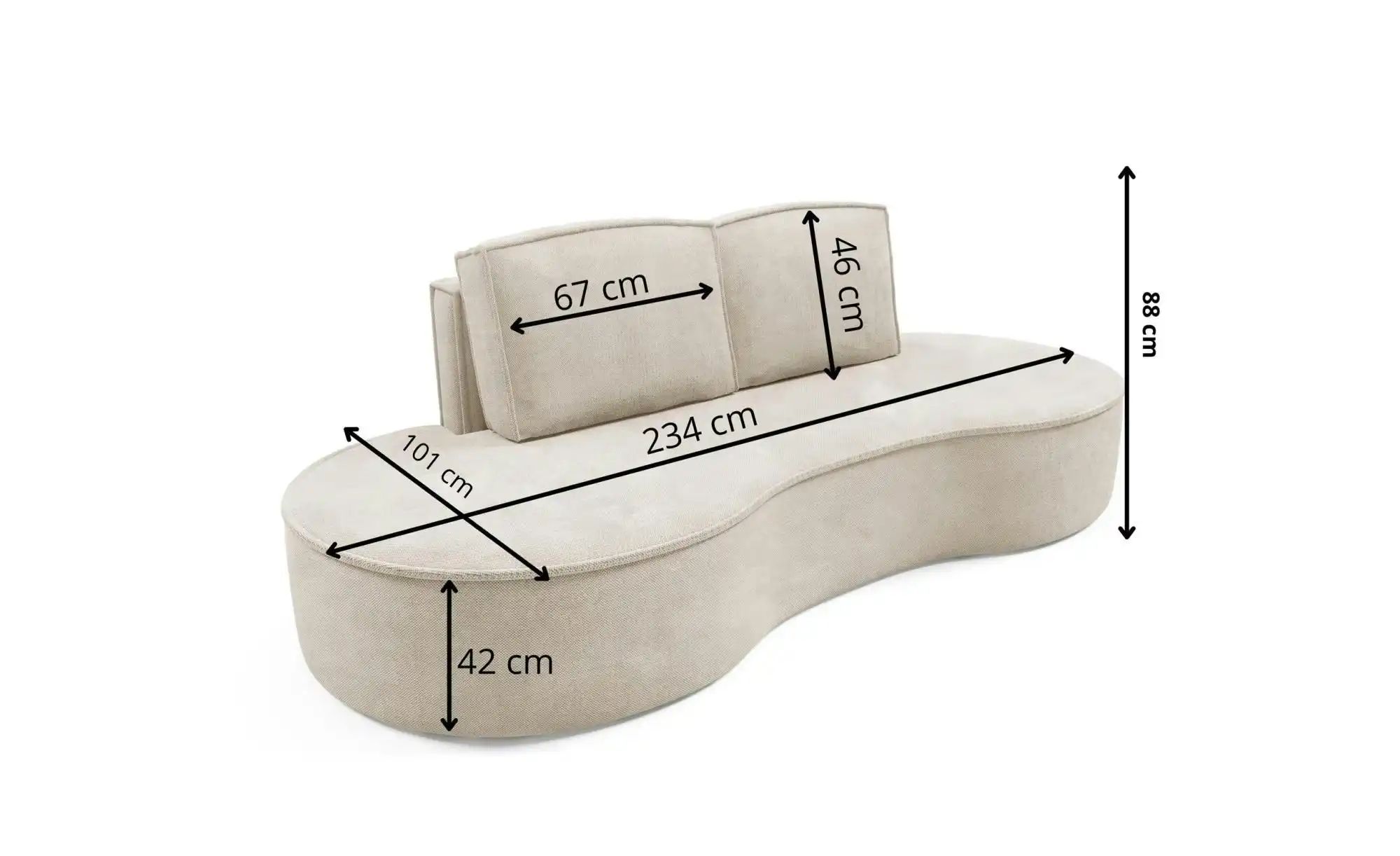 Thumbnail - Einzelsofa  Flow ¦ beige ¦ Maße (cm): B: 234 H: 88 Polstermöbel > Sofas > 3-Sitzer - Höffner