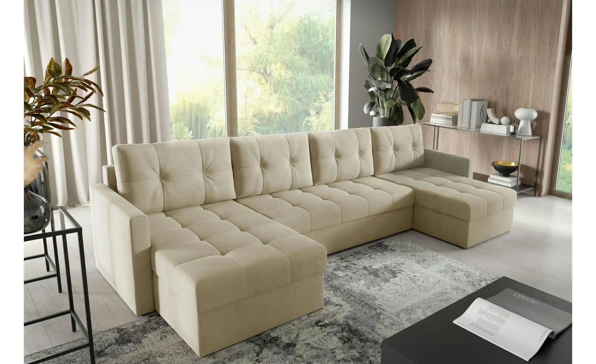 Thumbnail - Wohnlandschaft Olivia ¦ beige ¦ Maße (cm): B: 301 H: 86 Polstermöbel > Sofas > Schlafsofas - Höffner