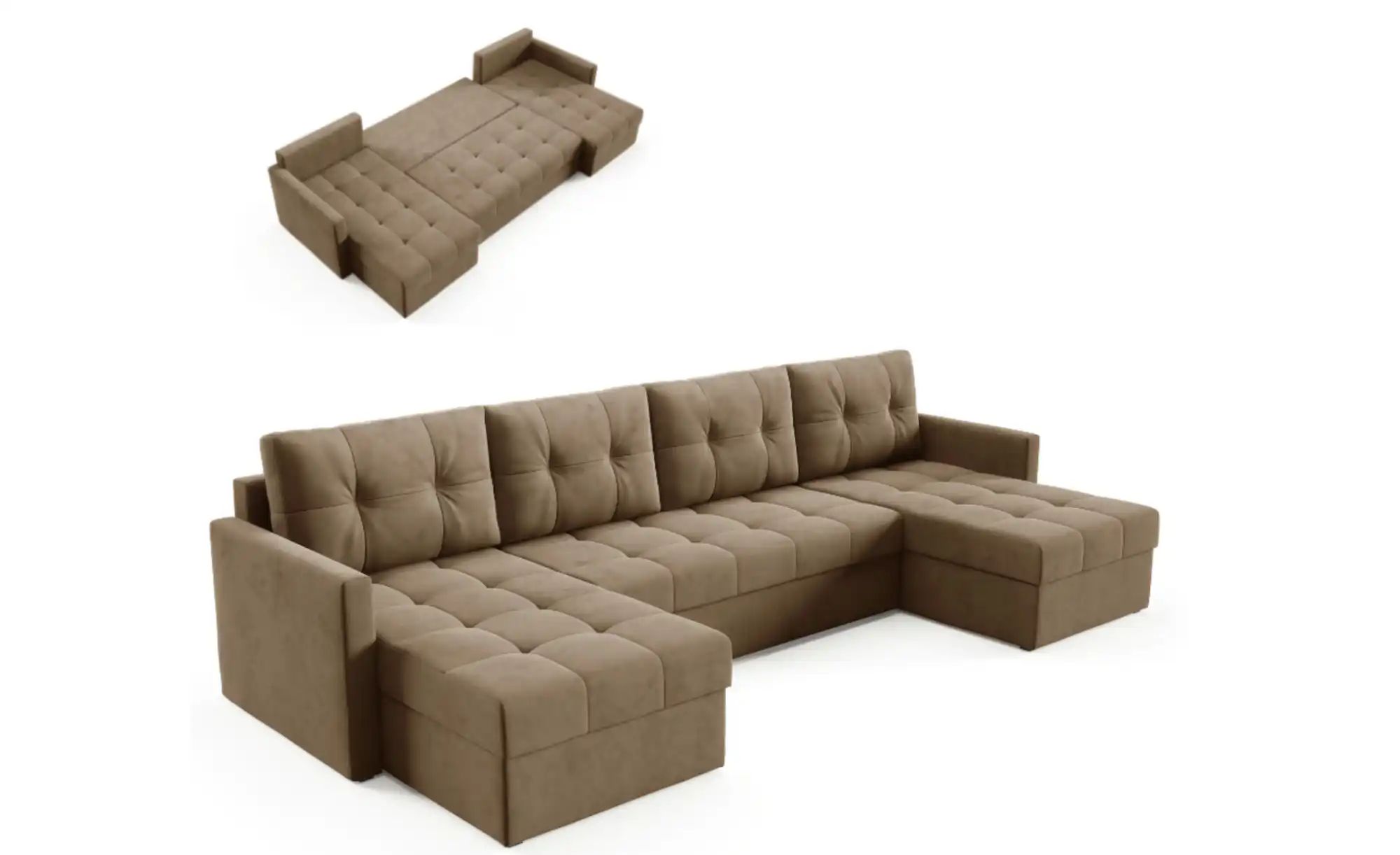 Thumbnail - Wohnlandschaft  Olivia ¦ braun ¦ Maße (cm): B: 301 H: 86 Polstermöbel > Sofas > Schlafsofas - Höffner