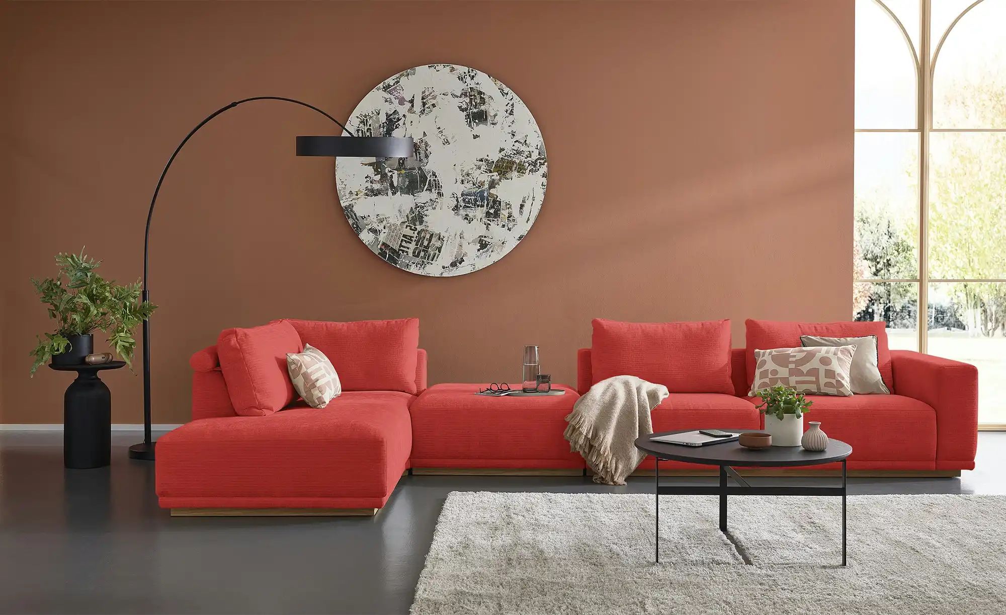 Musterring Ecksofa  JustB! PM200 ¦ rot ¦ Maße (cm): B: 395 H: 60 T: 202.0 P günstig online kaufen