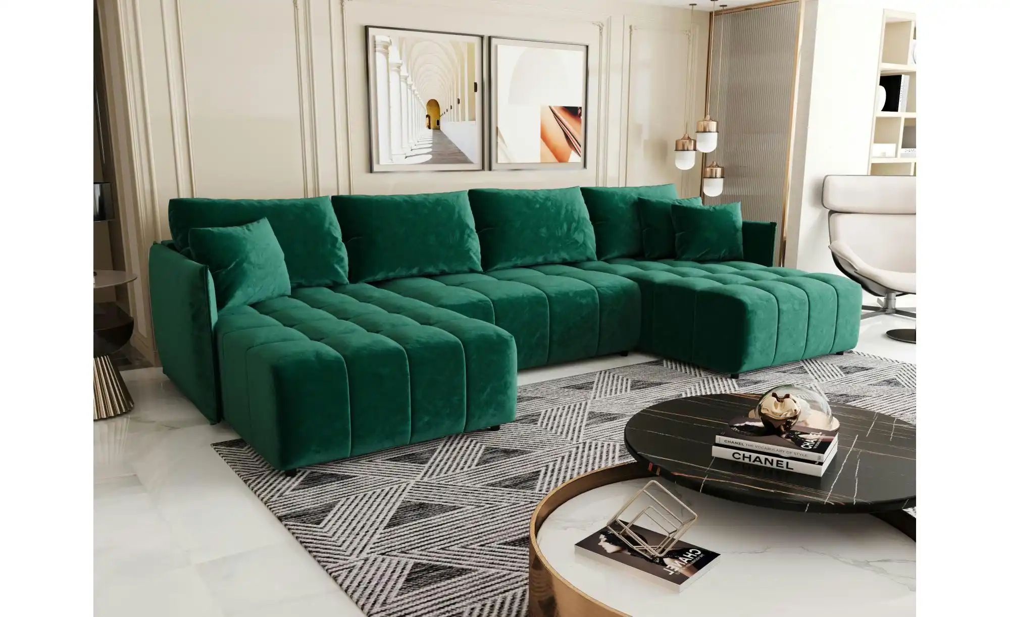 Wohnlandschaft  Onil ¦ grün ¦ Maße (cm): B: 349 H: 85 Polstermöbel > Sofas günstig online kaufen